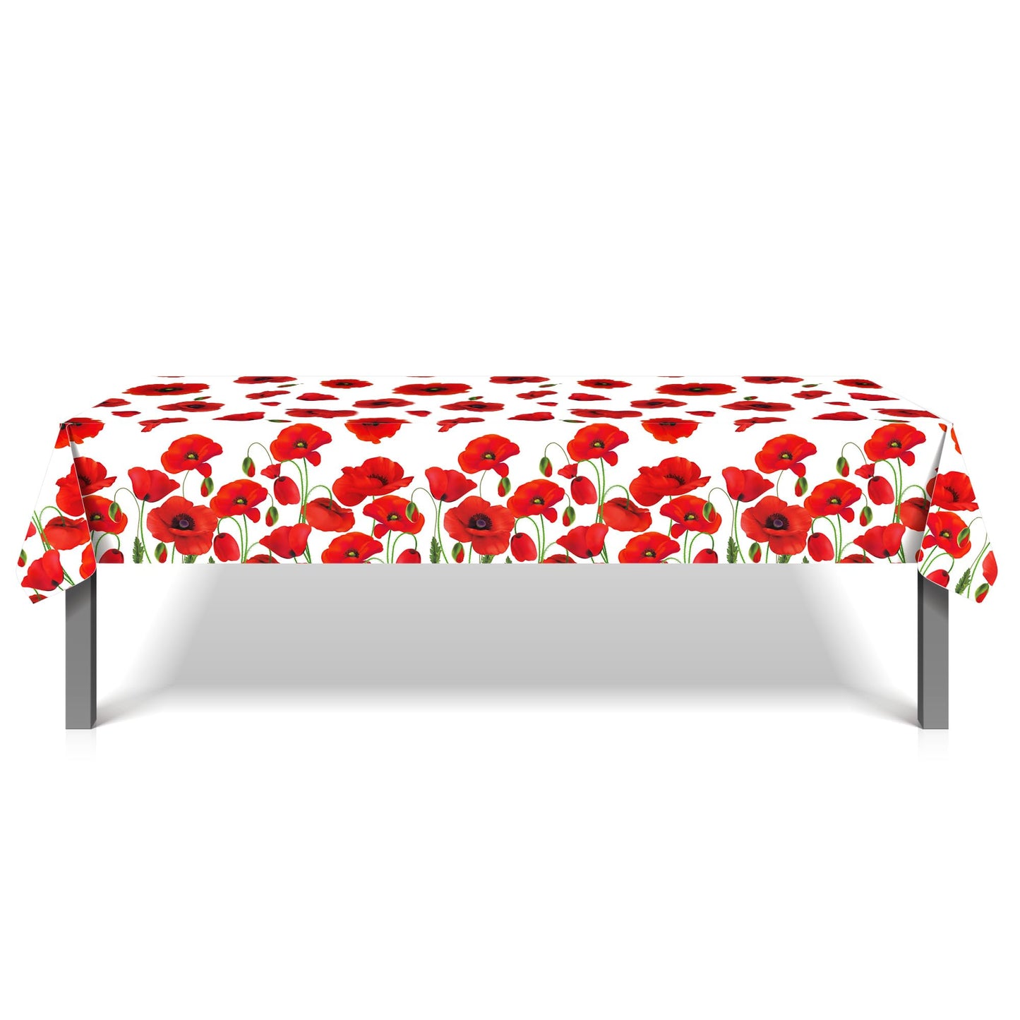 Adirasenotek 3 PCs Red Poppy Flowers Tablecloths Decorative Table Cover Spring Floral Tablecloth Plastic Tablecloths for Holiday Table Birthday Wedding Picnic Party Supplies,87x54In