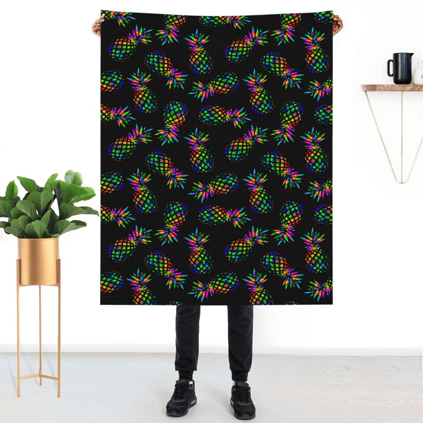 Tropical Pineapple Throw Blanket Gifts Soft Warm Fleece Blankets for Bed Chair Car Sofa Couch Bedroom 50 X40 Inch