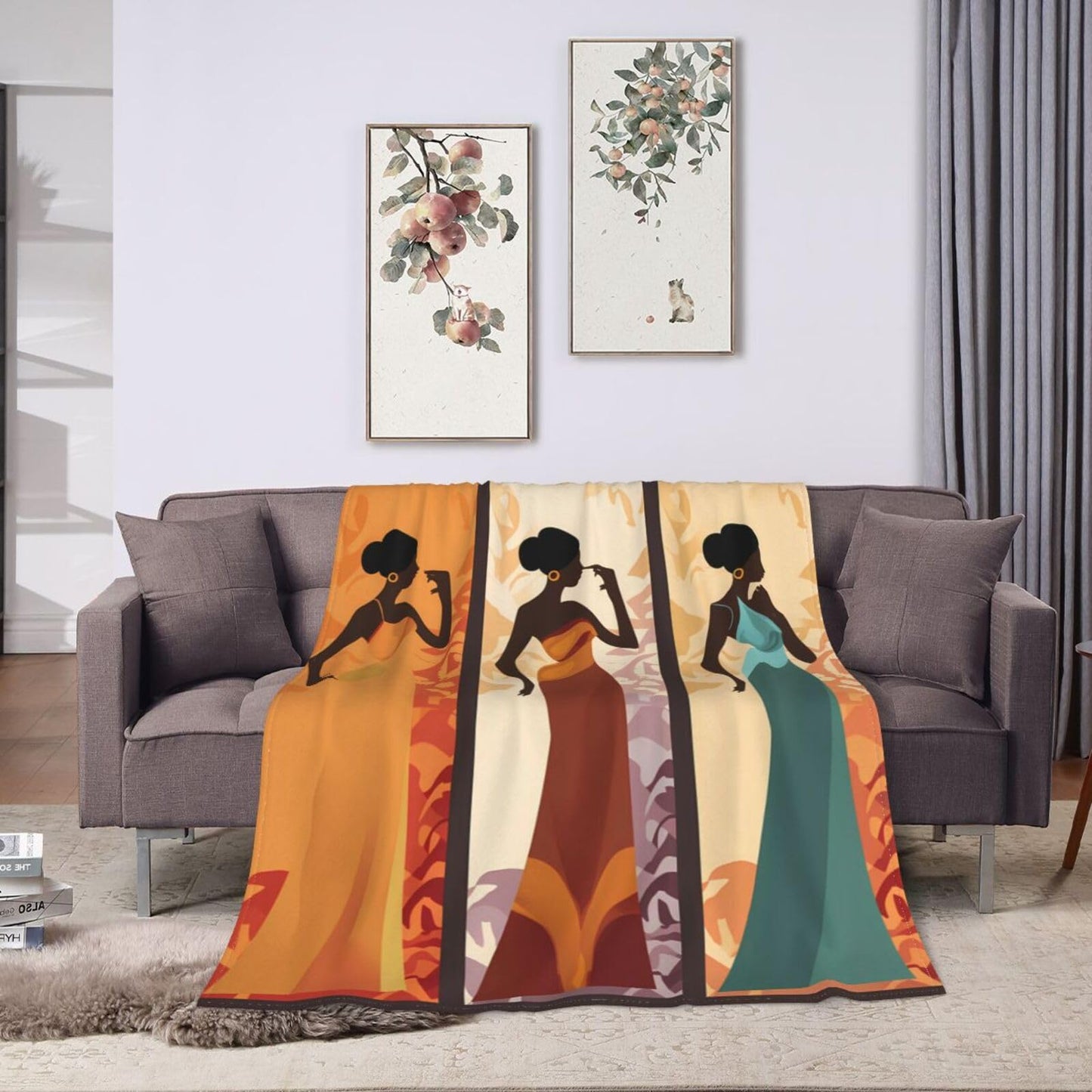 Ouqiuwa Black Women Throw Blanket African Girls Plush Microfiber Flannel Fleece Blanket 50"x40" for Bed Sofa Couch Camping Travel