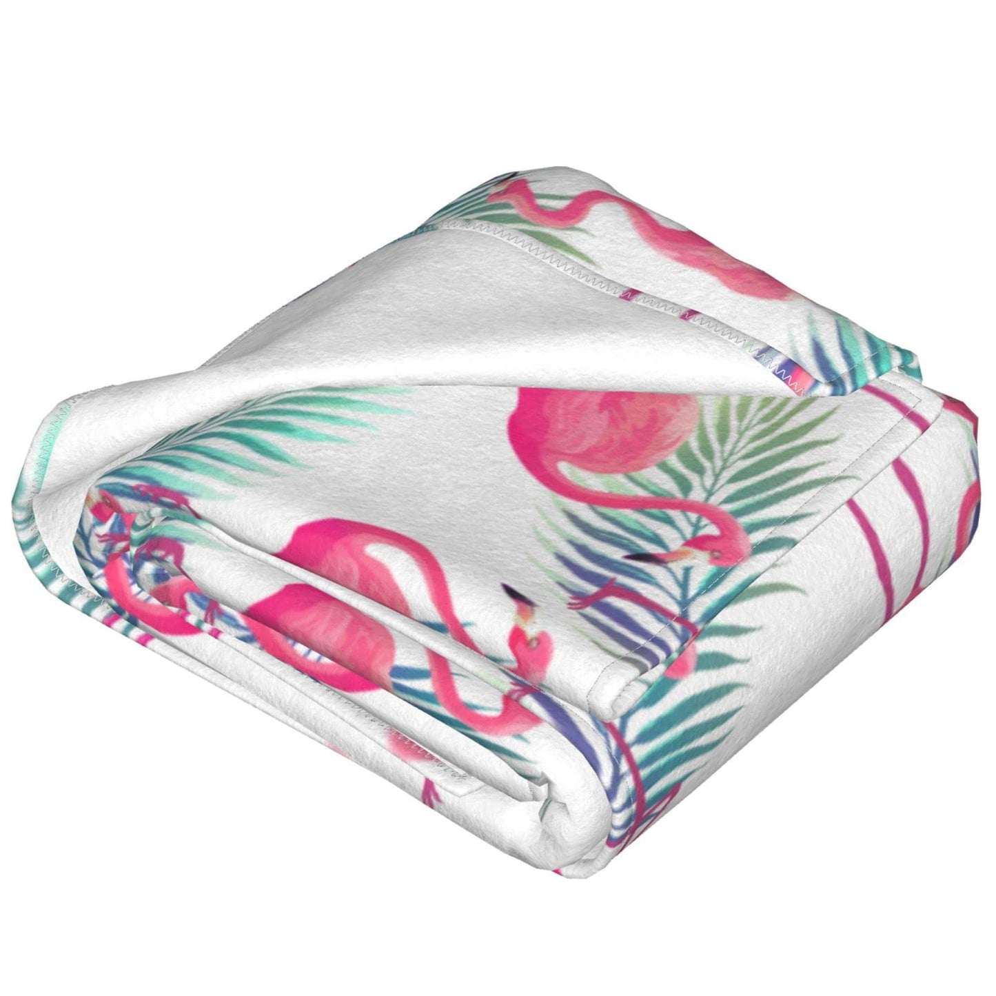 Tropical Pink Cute Flamingo Throw Blanket Soft Bed Blankets Lightweight Cozy Plush Flannel Fleece Blanket for Sofa Couch Bedroom 60"x50"