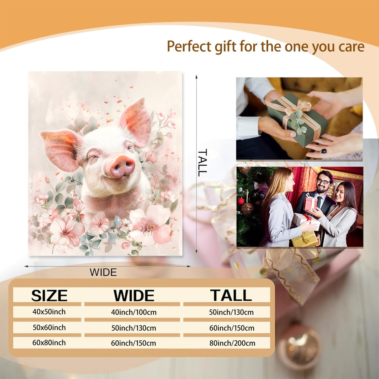 Mounidso Pig Blanket, Animals Theme Flannel Blanket Gifts for Women, Soft Warm Lightweight Pig Blankets for Living Room Home Sofa Travel Decor 50" x 60"