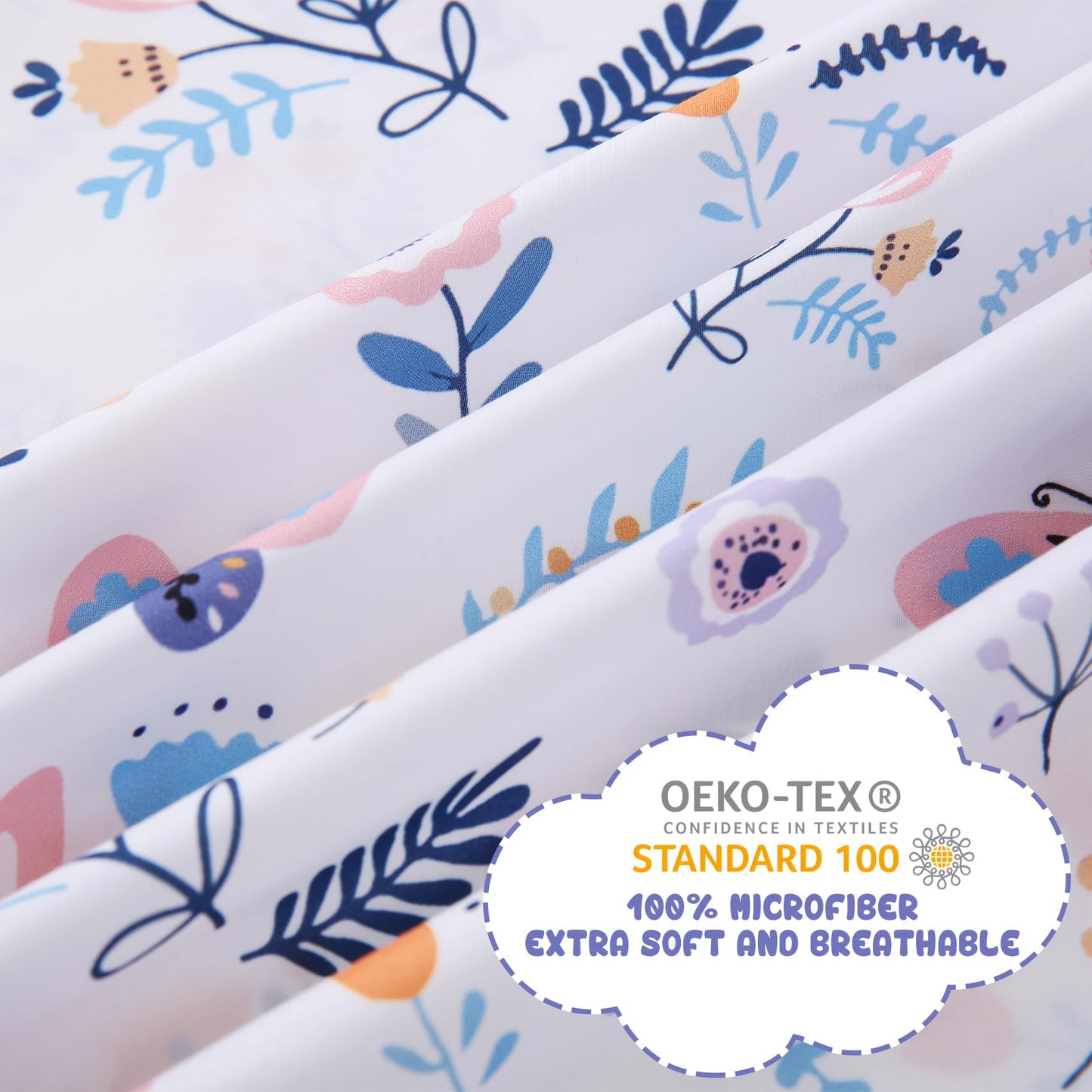 Yibeizi Butterfly Floral Sheet Set for Girls Full, Kids Boho Print Bedsheets Microfiber Deep Pocket Cute Patterned Bed Sheet & Pillowcase Sets 4 Pieces