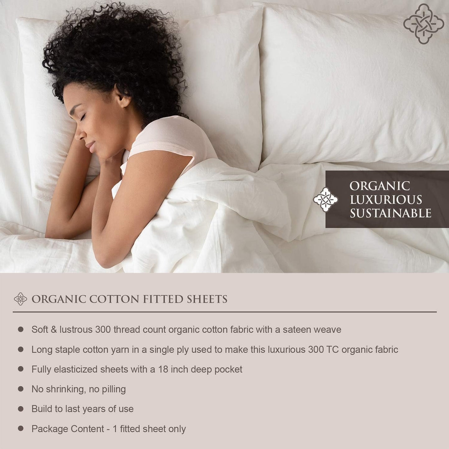 BIOWEAVES 100% Organic Cotton 1 Fitted Sheet Queen Size Only | 300 Thread Count Sateen Weave GOTS Certified with Deep Pocket - Navy Blue