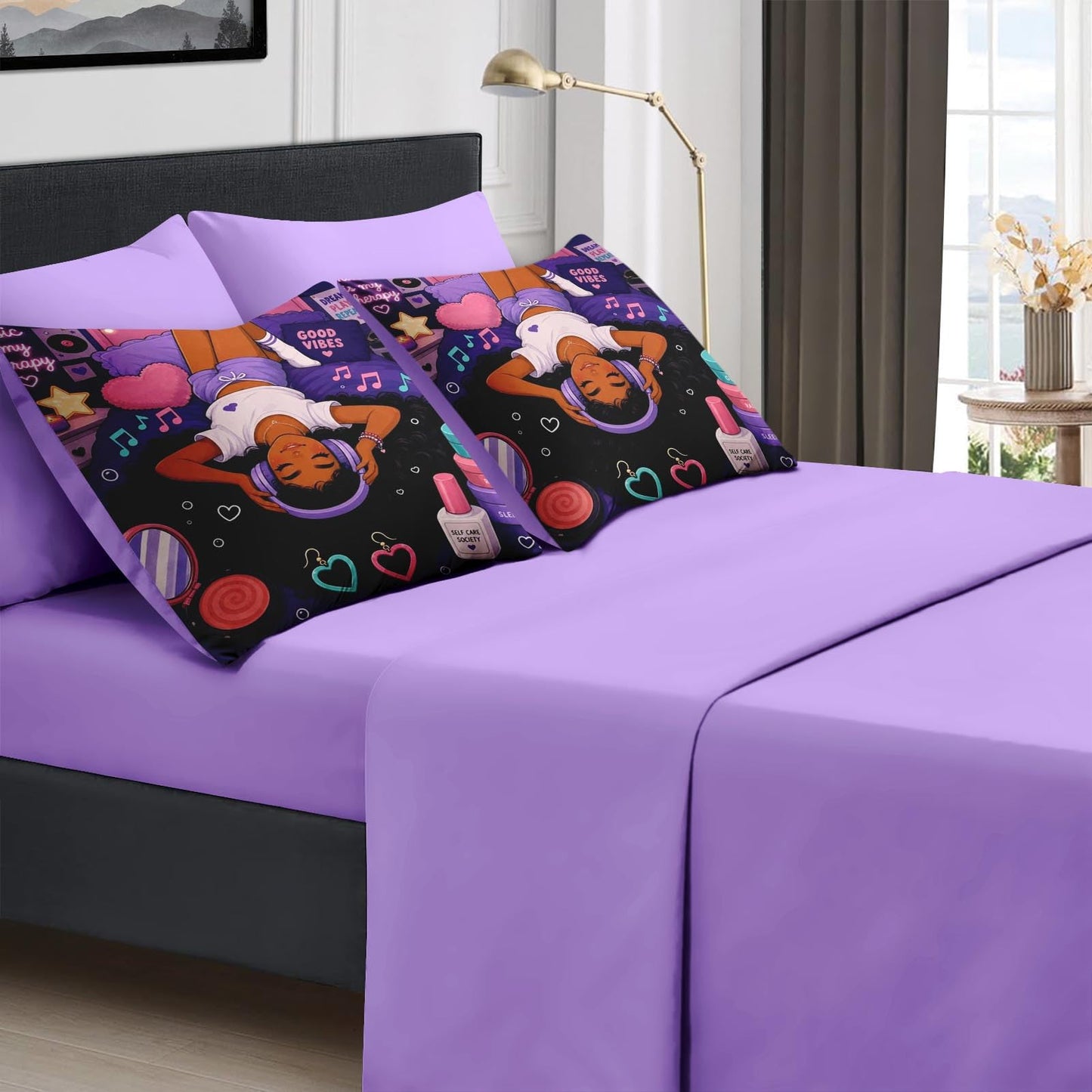 Boewywh Comforter Set Twin Size Music Kawaii Girly 5 Pcs, Bedding for Kids and Adults, Bed Sheet Sets with Fitted Sheet Pillowcase & Sham for Bedroom Bed Decor