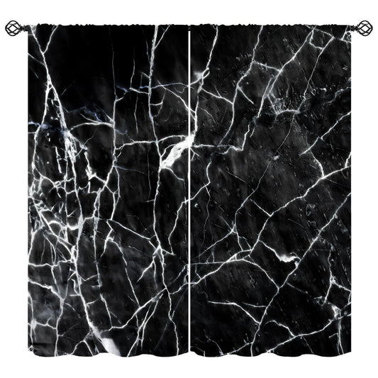 Djaby Marble Curtains, Abstract Modern Natural Black Grey Marble Window Treatments for Bedroom Living Kitchen Home 42" W X 45" L(No Blackout)