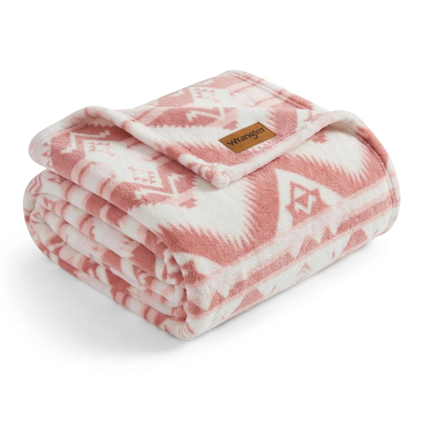 Wrangler - Fleece Throw Blanket for Couch 50x70, Ultra Soft Reversible Plush Blanket, Americana Decor, Western Style Throw for Sofa, Bed, Living Room (Jesse Pink)