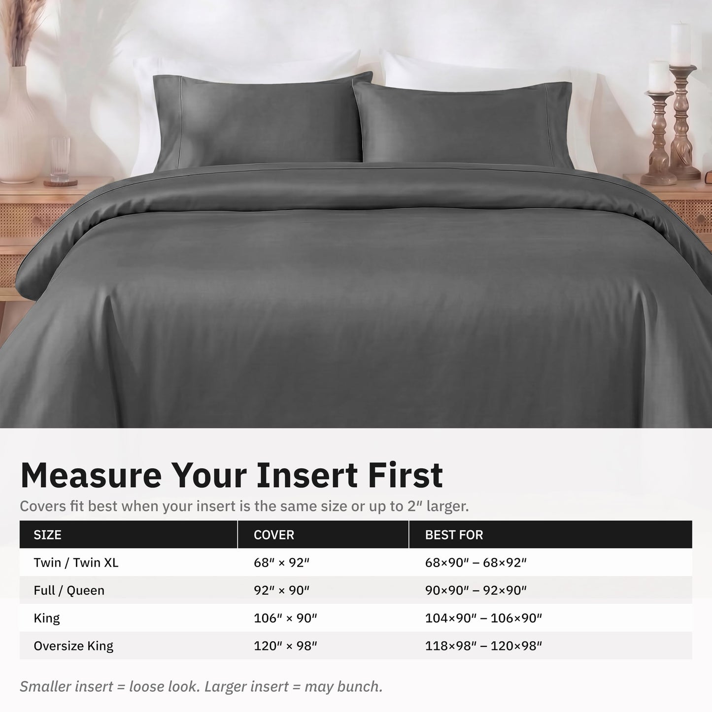 California Design Den 3 Pc Full/Queen Size Duvet Cover Set - Winner Good Housekeeping Best Bedding Awards 2025, 400 Thread Count Sateen, 100% Cotton Duvet Cover Queen,Button Closure, Corner Ties -Grey