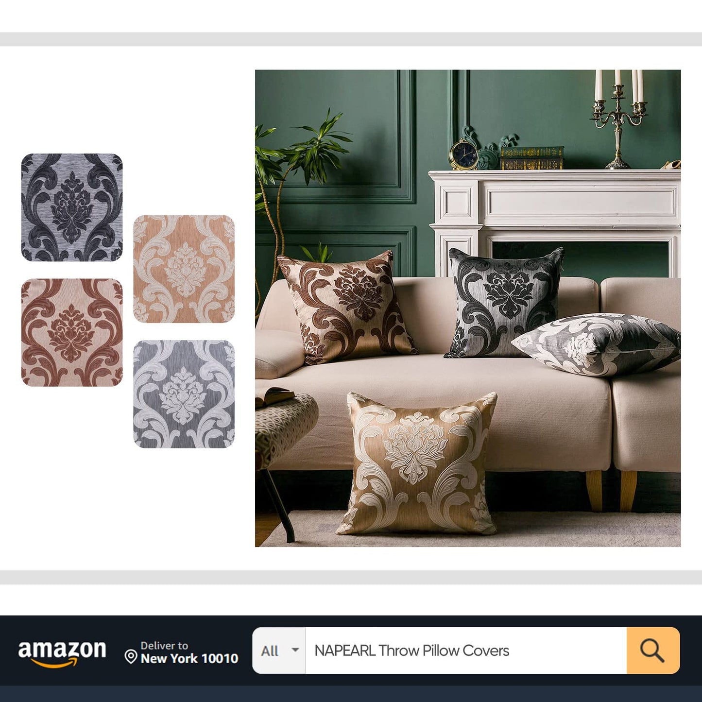 NAPEARL Brown Curtains for Living Room, Jacquard Curtain Drapes for Windows 84 Inch Length, Grommet Damask Curtains for Bedroom (2 Panels, Each 52 x 84 Inches)