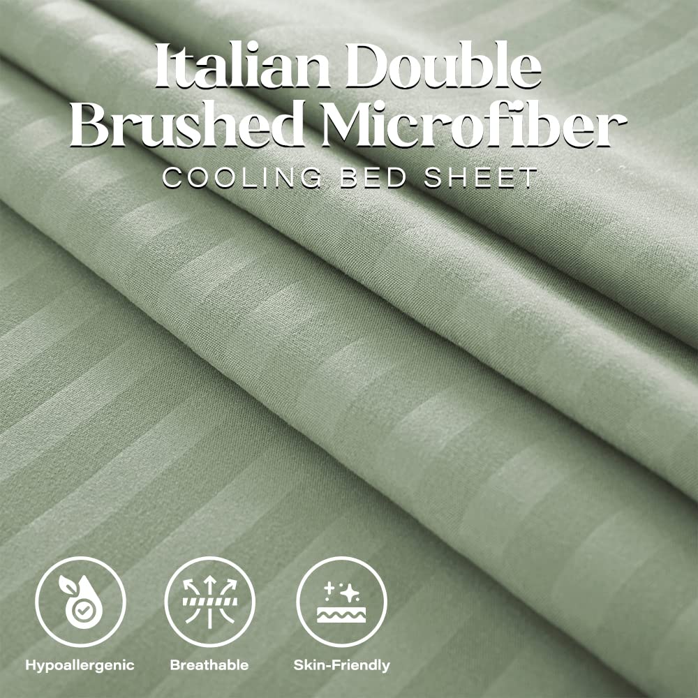 Elaine Karen Full Sheet Set - 4-Piece Striped Full Size Bed Sheets - Soft & Cooling Deep Pocket Full Bed Sheet Set - Wrinkle-Free Microfiber Bedding with 1 Fitted Sheet, 1 Flat Sheet, 2 Pillowcases