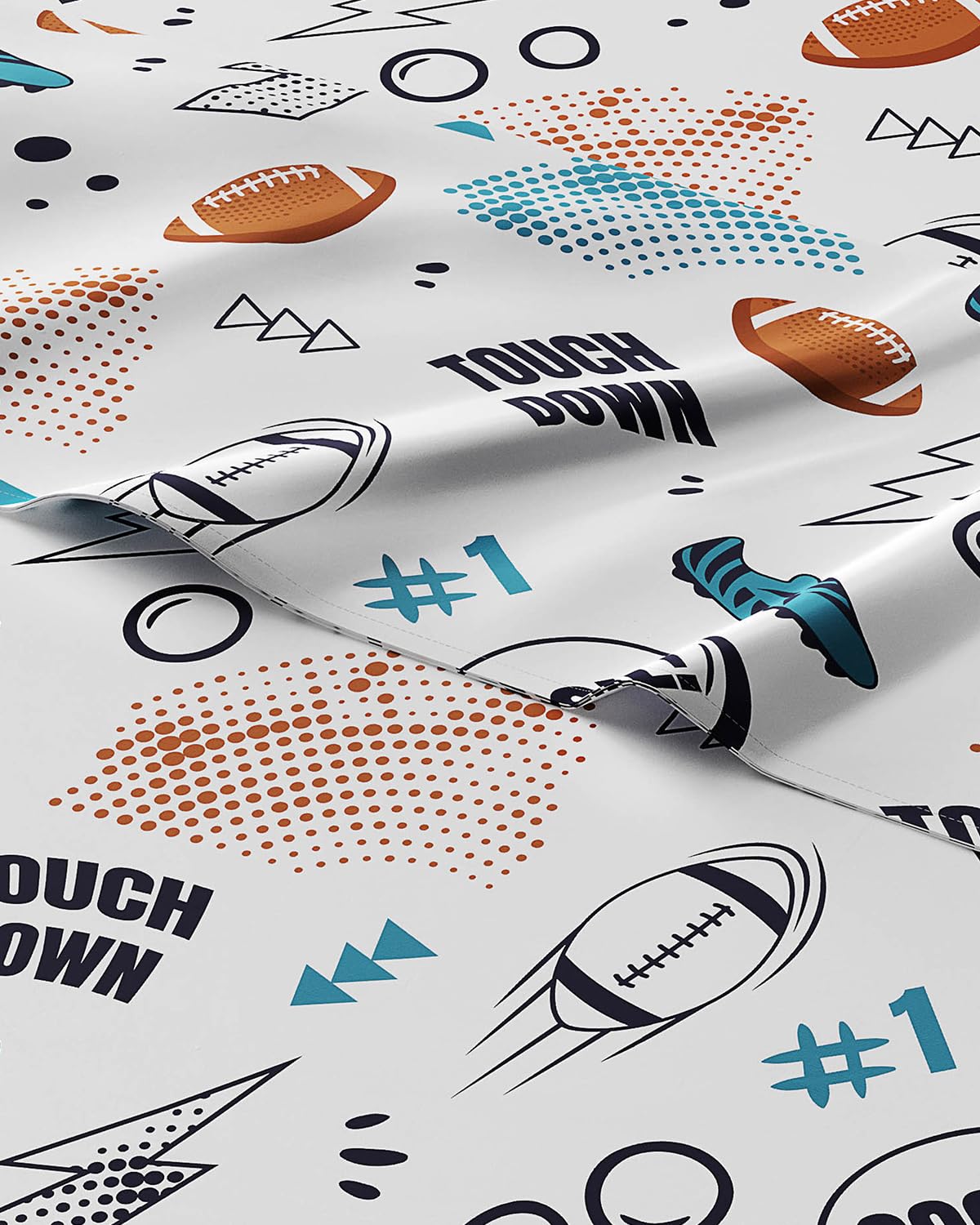 Kids Twin Size Bed Sheet Set - 3 Piece Kids Loft Bed Sheets - American Football Themed bedding - Soft, Cute and Cozy - Breathable & Machine Washable - Helmet Bed Set for Boys, Girls, Teens & Toddlers