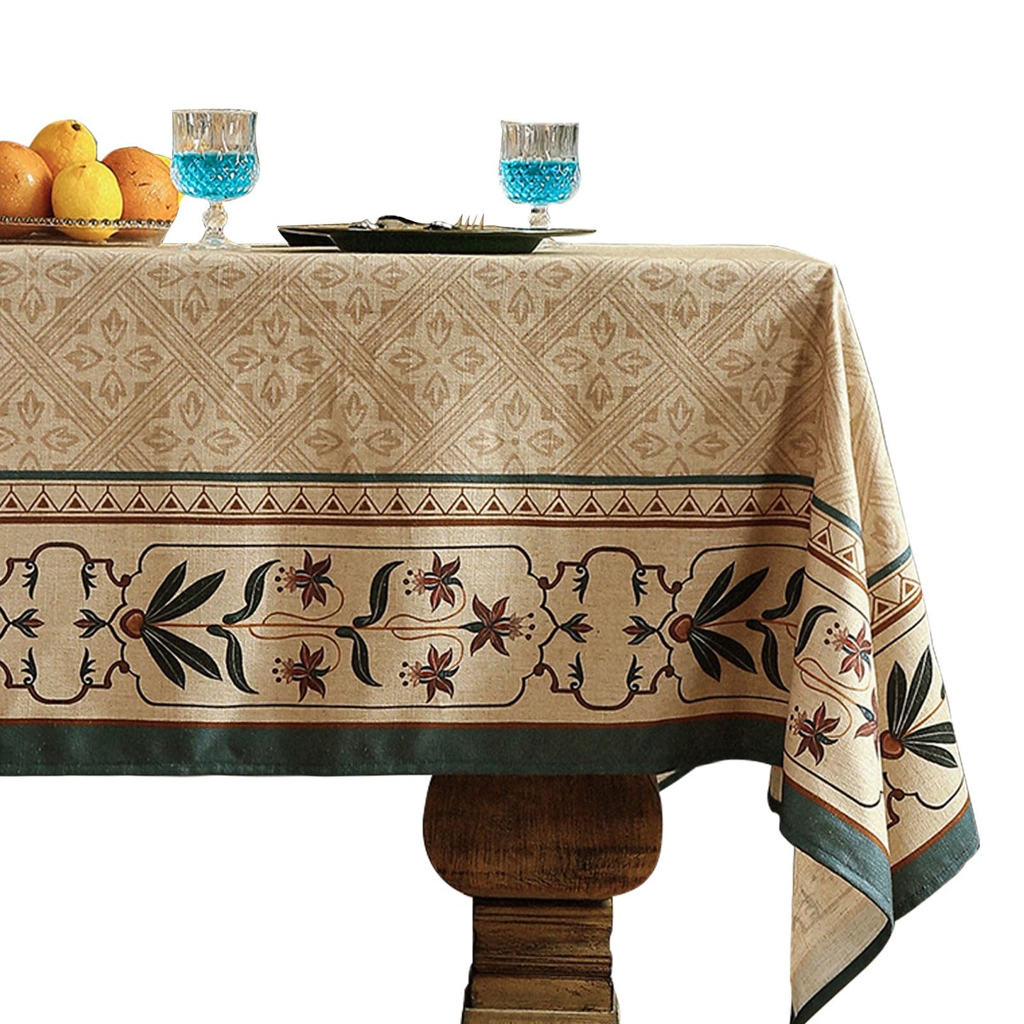 patdrea Designer French Linen Tablecloth,Rectangular,87"x55"-Fram