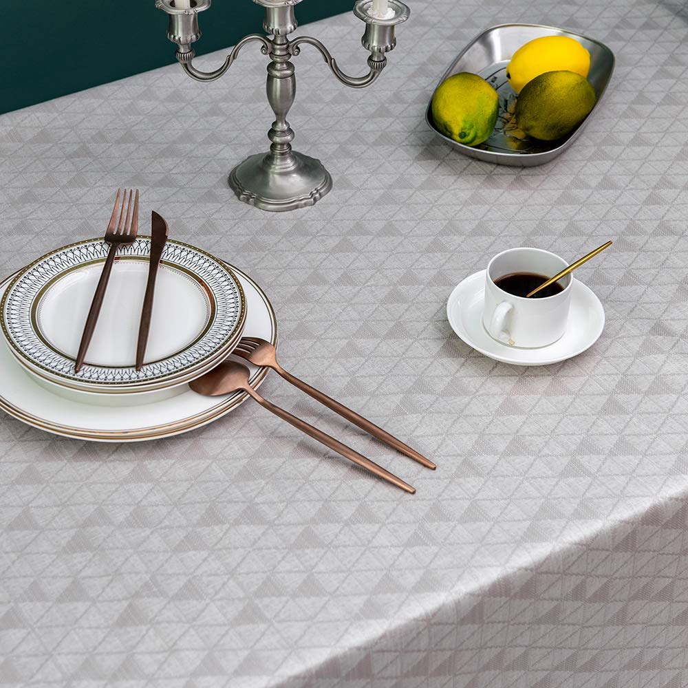 GLORY SEASON Waterproof Oilproof Wipeable Tablecloth Rustic Linen Style Fabric with TPU Vinyl Table Cloth Rectangle Table Cover for Kitchen Dining and Buffet Parties Camping