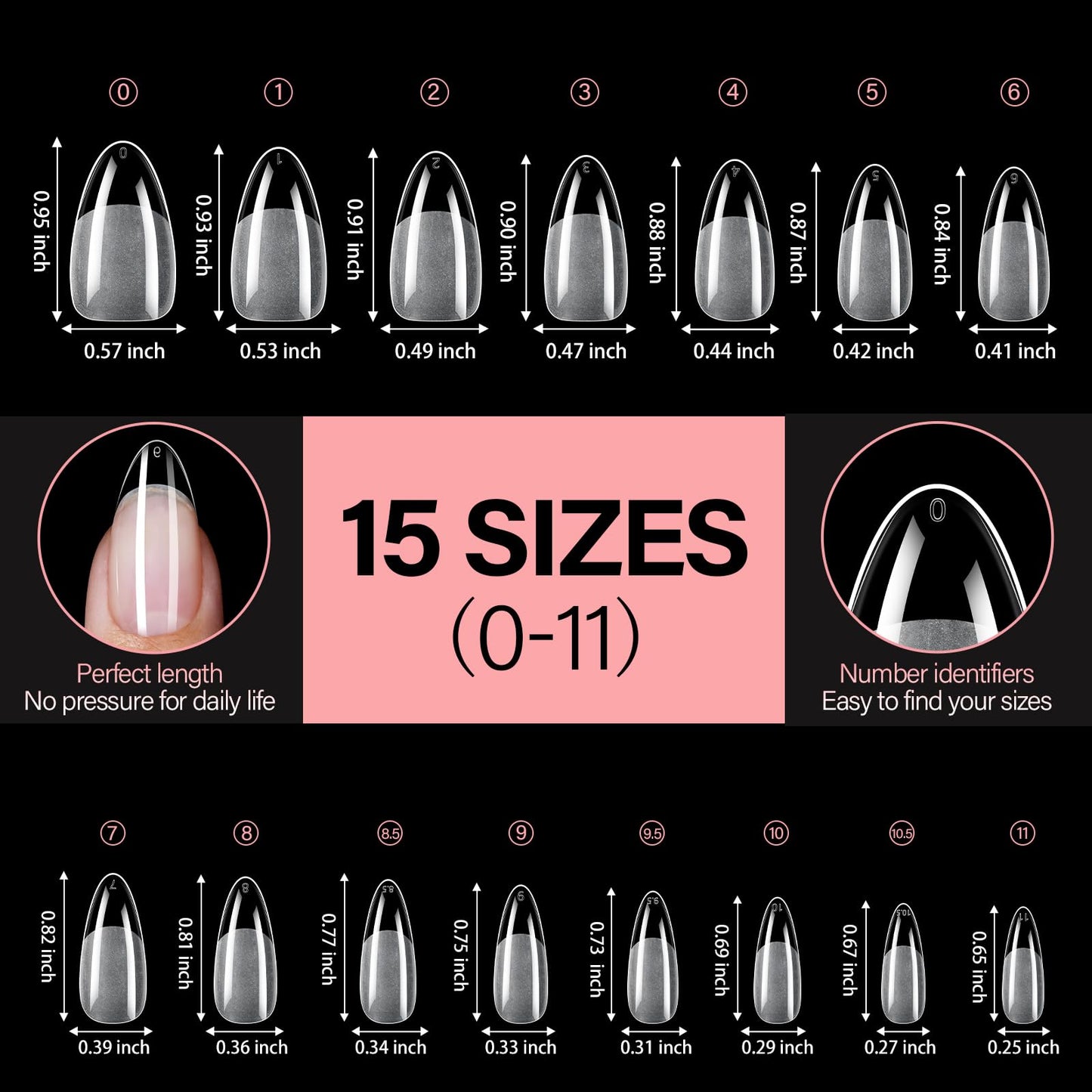 AILLSA Medium Almond Nail Tips - 240pcs Thickened False Nail Tips Half Matte Nails Tips, Fake Nails Nail Extension for Manicure