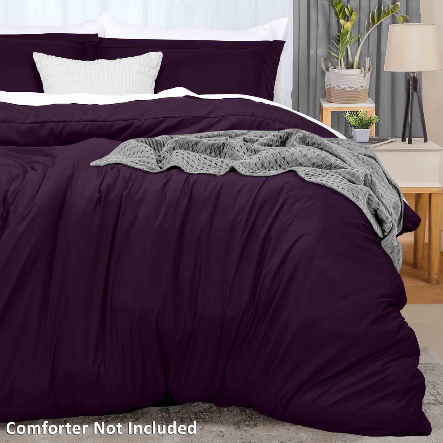 Utopia Bedding Duvet Cover Queen Size - 3 Piece with Zipper Closure - 1 Comforter Cover 90X90 Inches & 2 Pillow Shams 20X26 Inches (Purple) Comforter Not Included