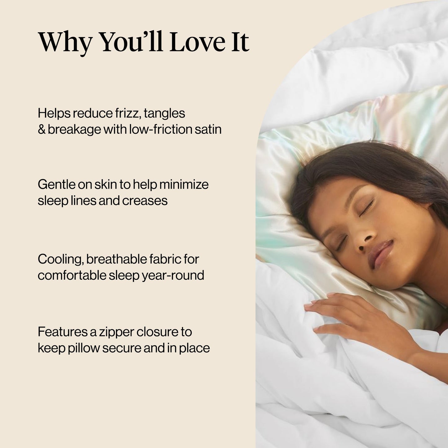 Kitsch Satin Pillowcase with Zipper for Hair & Skin - Softer Than Silk Pillow Cases, Smooth Cooling Satin Pillow Case, Wrinkle-Free, Machine Washable - Pillow Cases Standard Size (19x26) - Aura