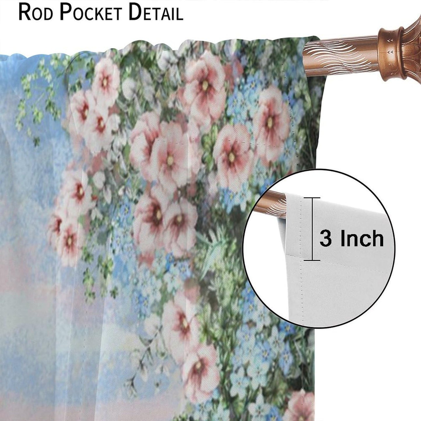 Flower Eiffel Tower Curtains Cherry Blossoms Pink Rose Romantic Paris Cityscape Fashion Building Rod Pocket Window Treatments for Girl Women Aldult Bedroom Living Restaurant Drapes 41" W X 45" L