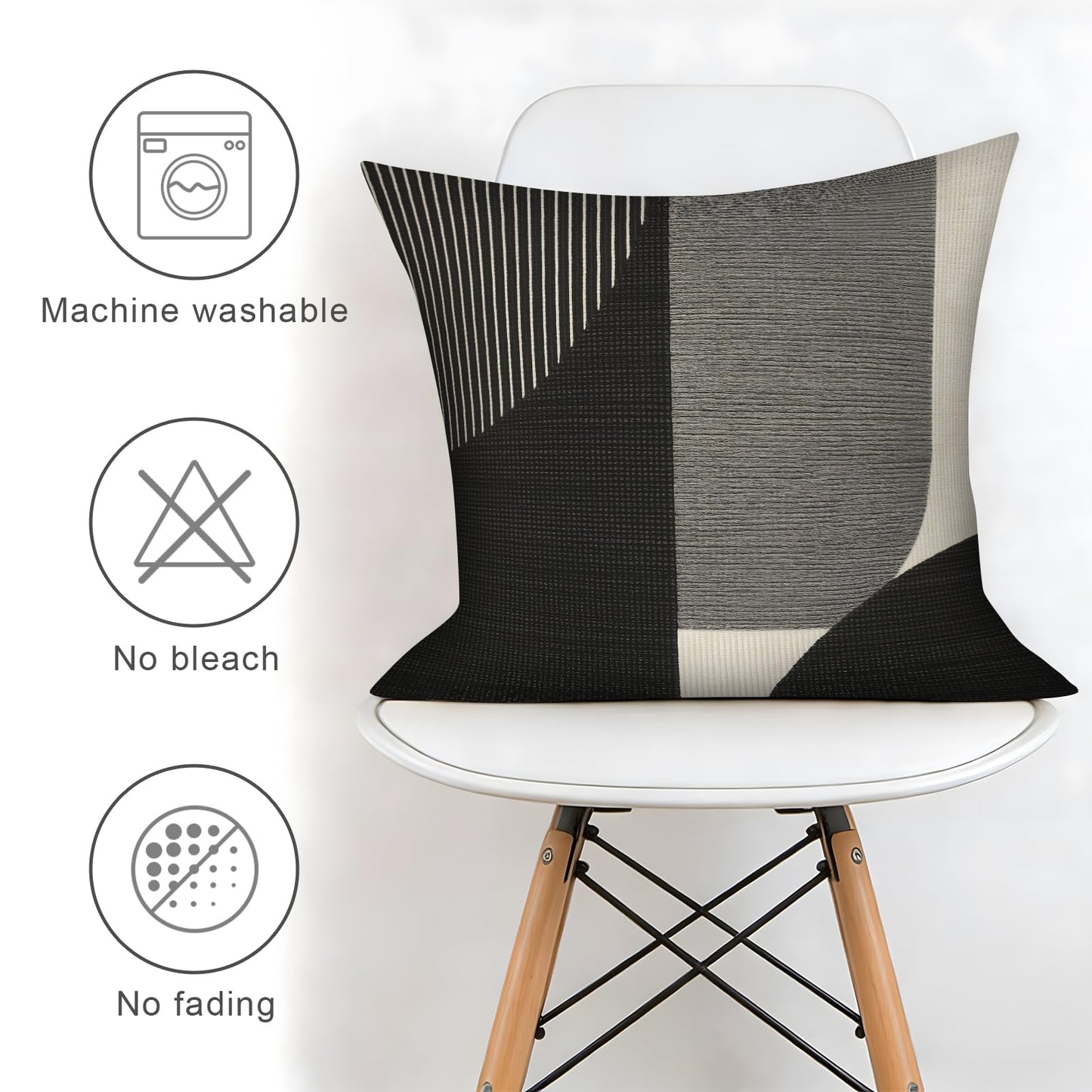 pazzocenter 18X18 Pillow Cover Set of 4，Modern Abstract Throw Pillow Covers, Black White Gray Geometric Decorative Cushion Covers, Minimalist Throw Pillow Cases for Sofa Couch Bed Living Room