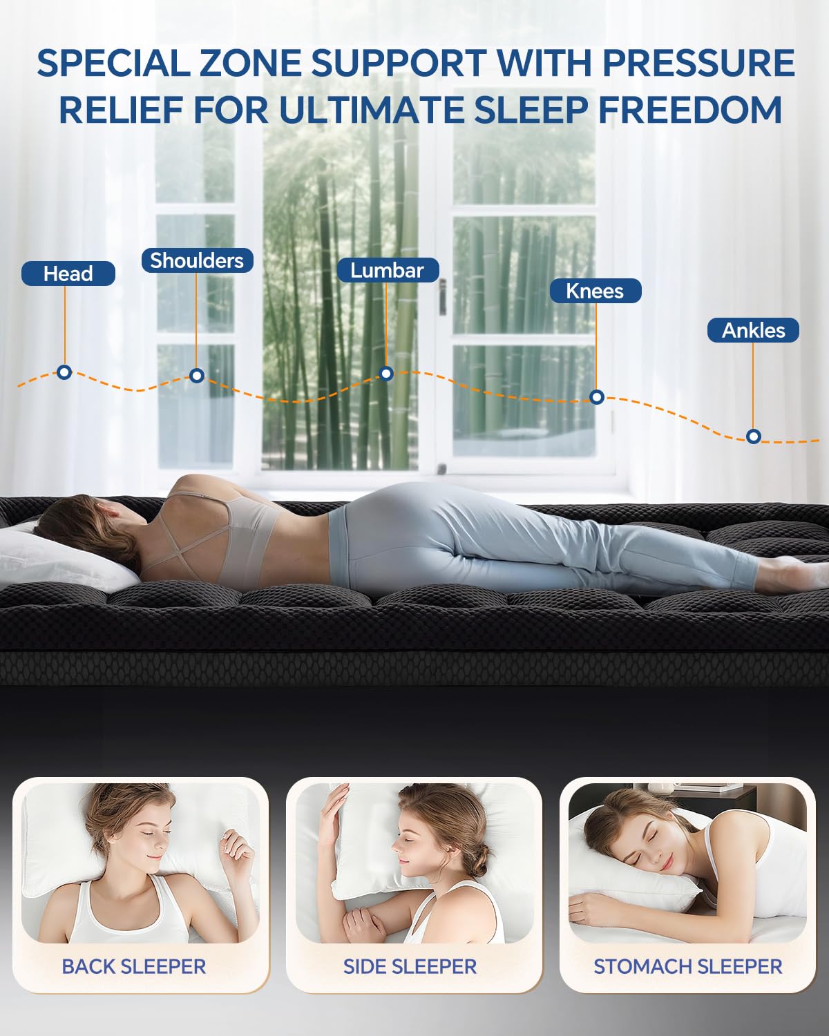 BEDELITE Dual Layer 4 Inch King Size Memory Foam Mattress Topper, 2 Inch Soft Pillow Top Mattress Pad Cover and 2 Inch Gel Memory Foam for Pressure Relief, 2-in-1 Design for Comfort & Support (Black)