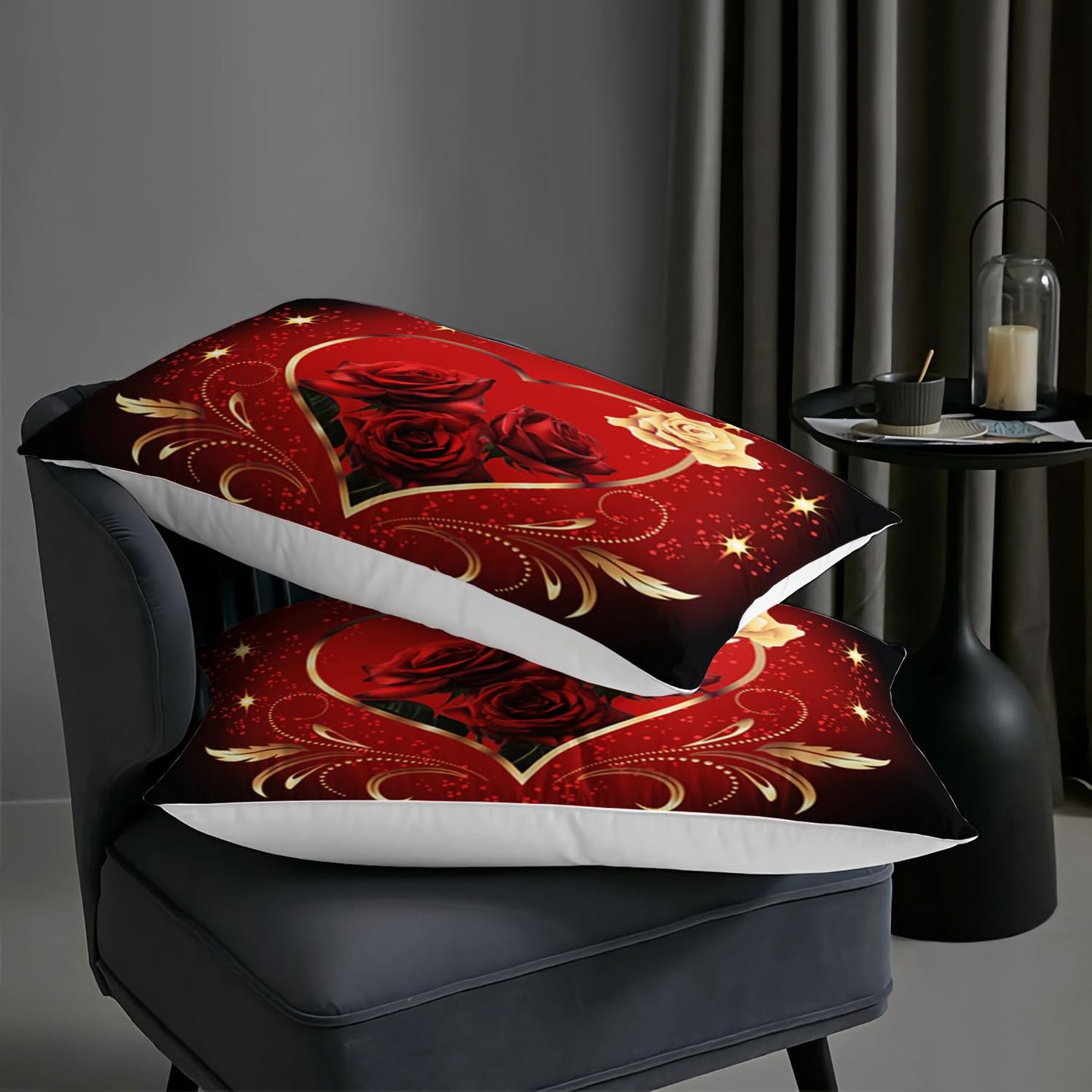 AILONEN Beautiful Red Rose Comforter Set Queen Size, 3D Oil Rose Bedding Set for Girls Women Bedroom Decor,Romantic Moemnt Bed in a Bag,Love Pattern Duvet Set,3 PCS, 1 Quilt 2 Pillowcases