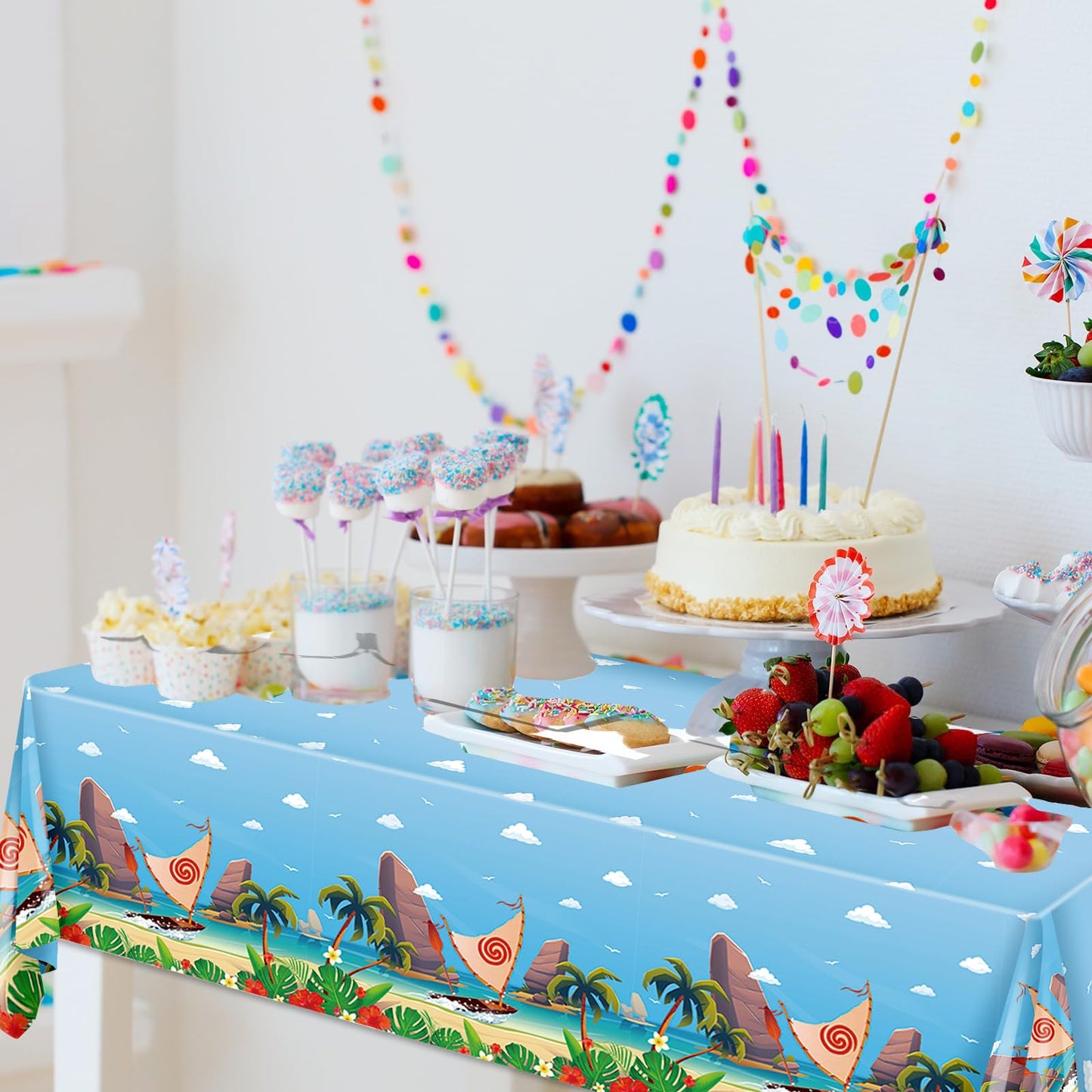 GANKTOWCOY 3 Pack Cartoon Party Tablecloths Plastic Disposable Rectangular Tablecloths Ocean Girl Birthday Decorations for Ocean Girl Party Dining Decoration Supplies