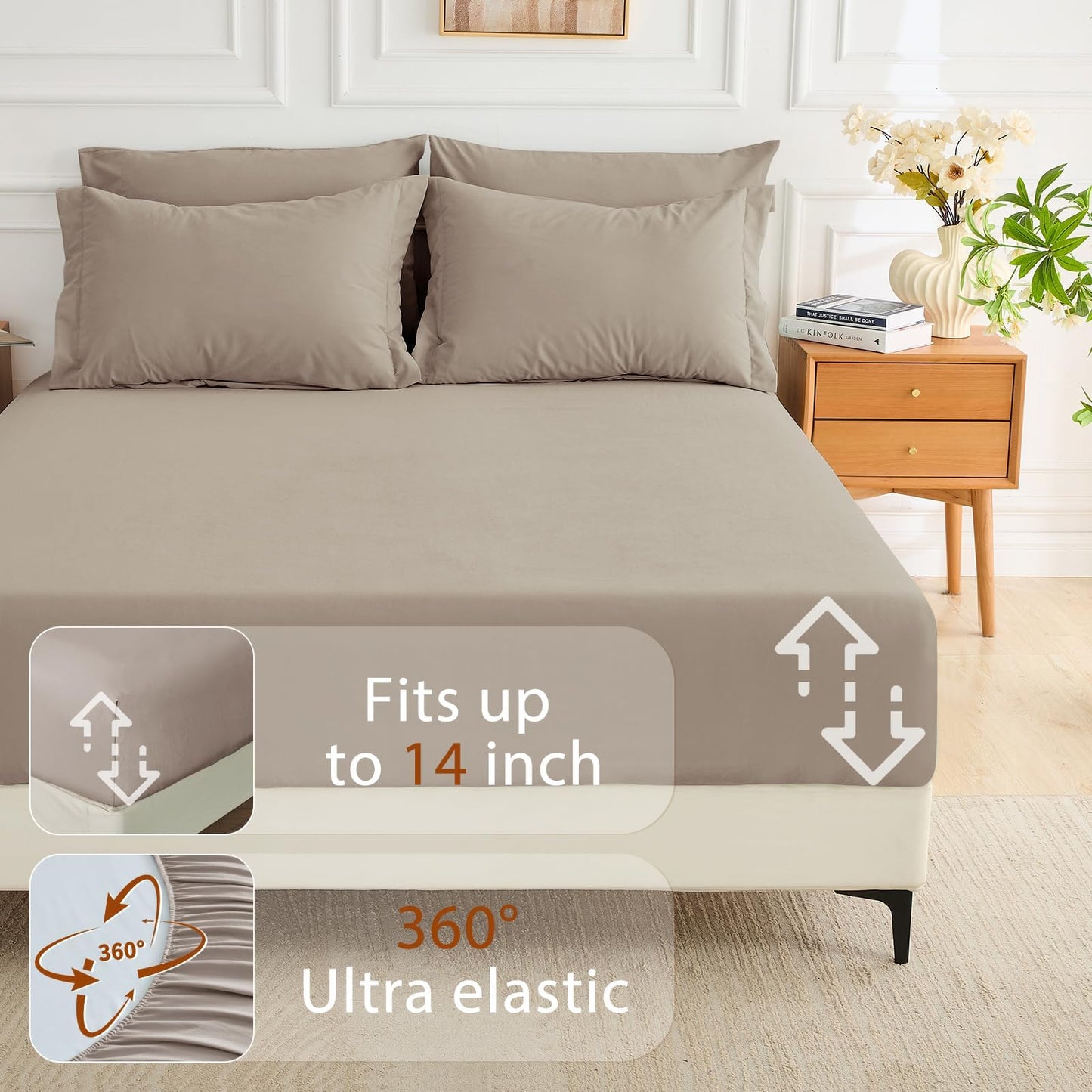 MUXHOMO 7 Pieces King Comforter Set, Soft Bed in a Bag King Size, All Season Bedding Set with Comforter, Flat Sheet, Fitted Sheet, Pillowcases & Shams, Linen