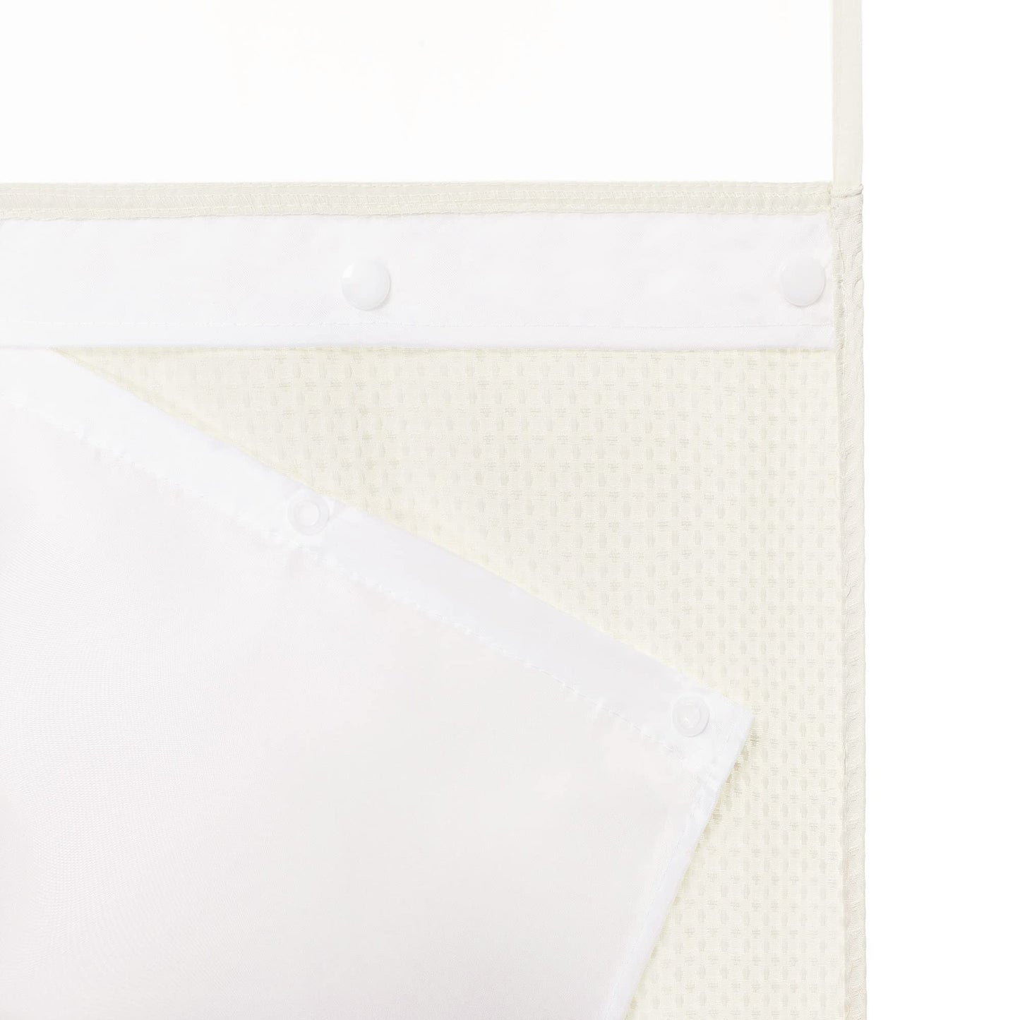 River Dream Heavyweight No Hooks Required Dotted Waffle Weave Shower Curtain with Snap in Liner - 71W x 74H,Hotel Grade,Spa Like Bath Curtain,Cream