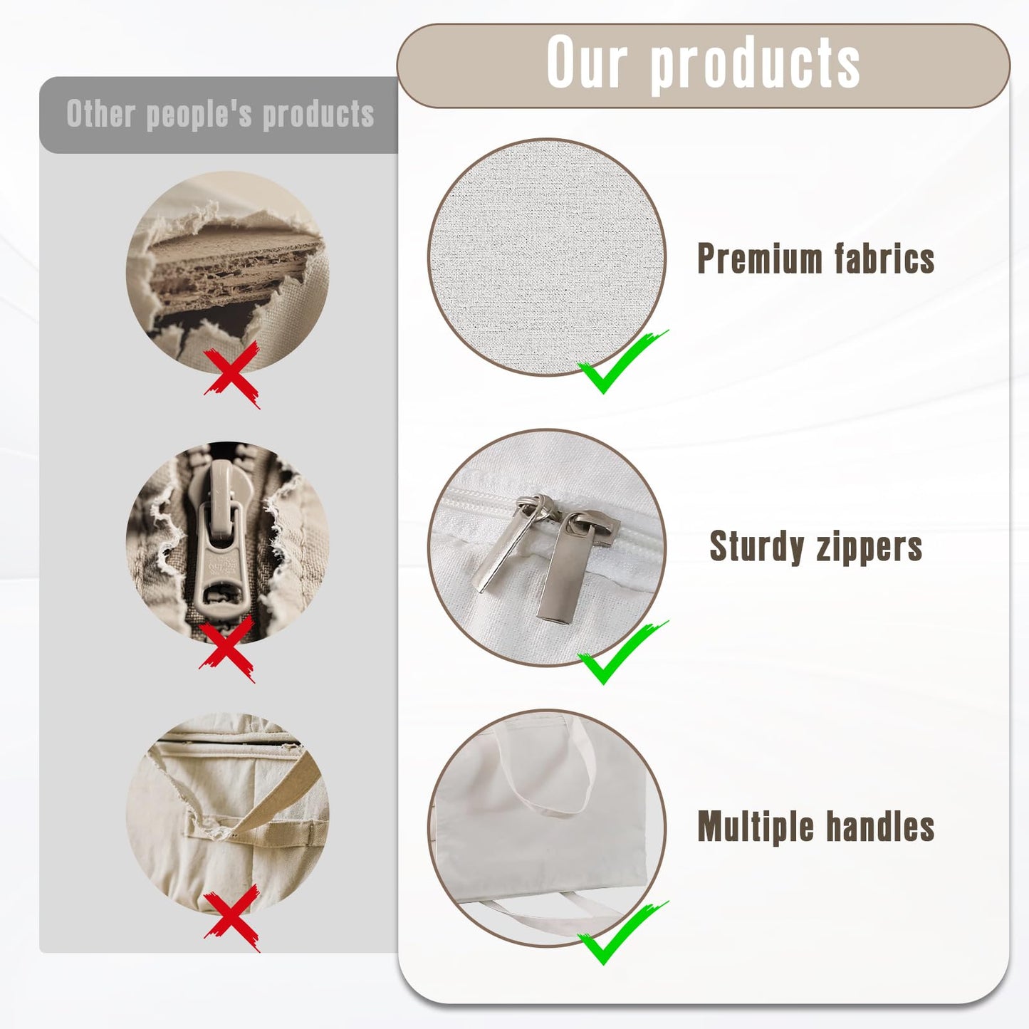Heavy Duty Cotton Canvas Storage Bags For Comforter Blankets Clothes Extra Large Foldable Organizer with Clear Window & Reinforced Handles, Dustproof Design (White, 80L-3Pack)