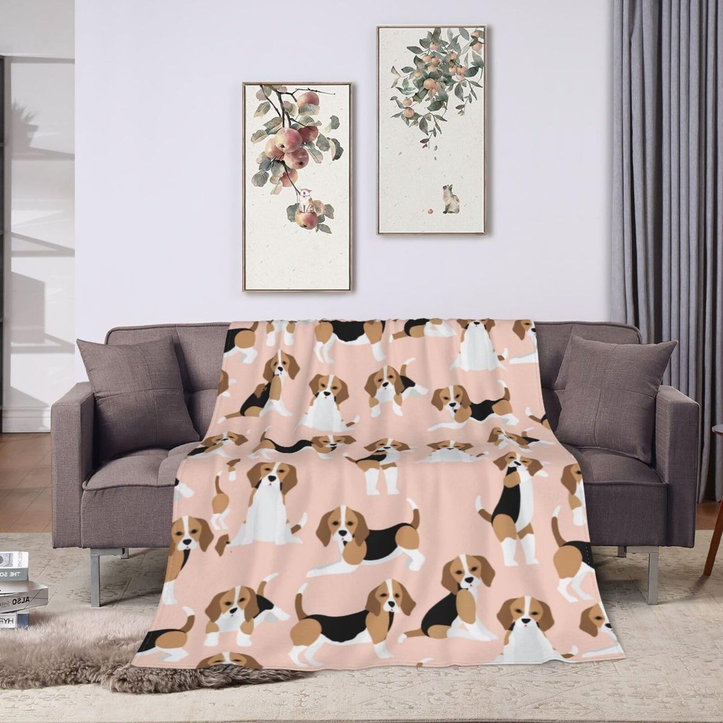 Cute Beagle Dog Blanket Soft Lightweight Throw Blankets Cozy Flannel Bed Throws for Sofa Couch Travel Home Room Bedroom Decor Gifts for Boys Girls Kids Adults 60"x50"