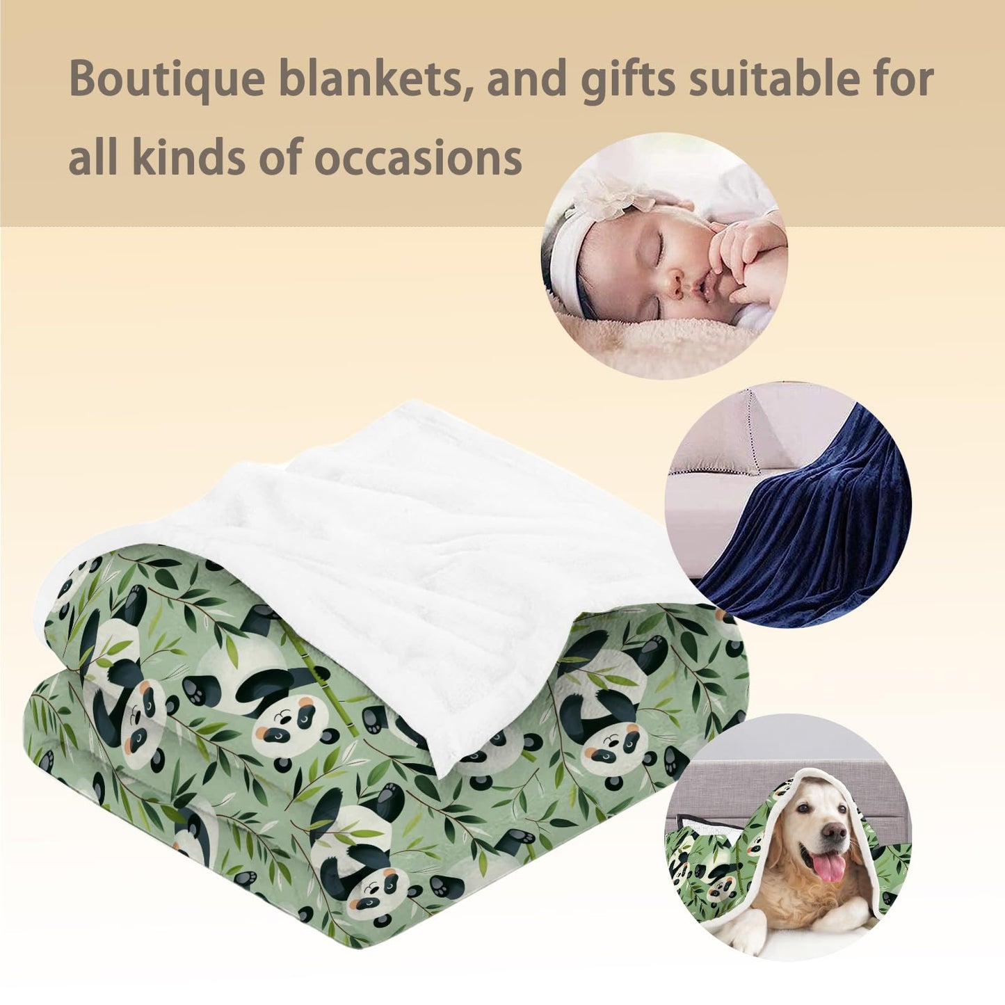 Ti Caldi Cute Cartoon Panda Blanket | Soft Warm Fuzzy Lightweight Flannel Throw Blanket Perfect for Couch, Bed, Decor, Travel & Outdoor Use, Cozy Blankets for Adults Kids Women Girls 60×50 in