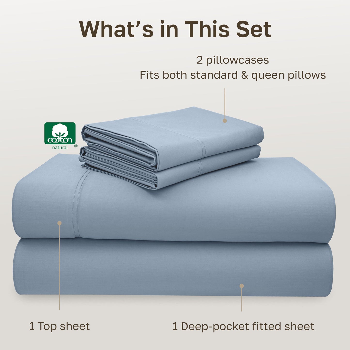 California Design Den - Luxury Full Size Sheet Set - 100% Cotton, 600 Thread Count Deep Pocket Full Size Bed Sheets, Sateen Weave - Blue