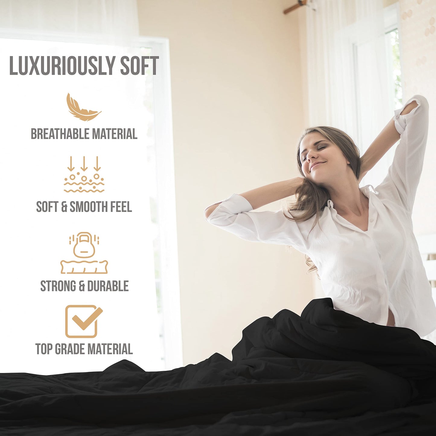 Abeero Home Full Size Bed Sheets Cooling - Luxury Hotel Sheet Set - Soft Sheets with Elastic Corner Straps - Deep Pocket Microfiber Bedsheets - Bedding Sheet & Pillowcases - 4 PC (Full Size, Black)