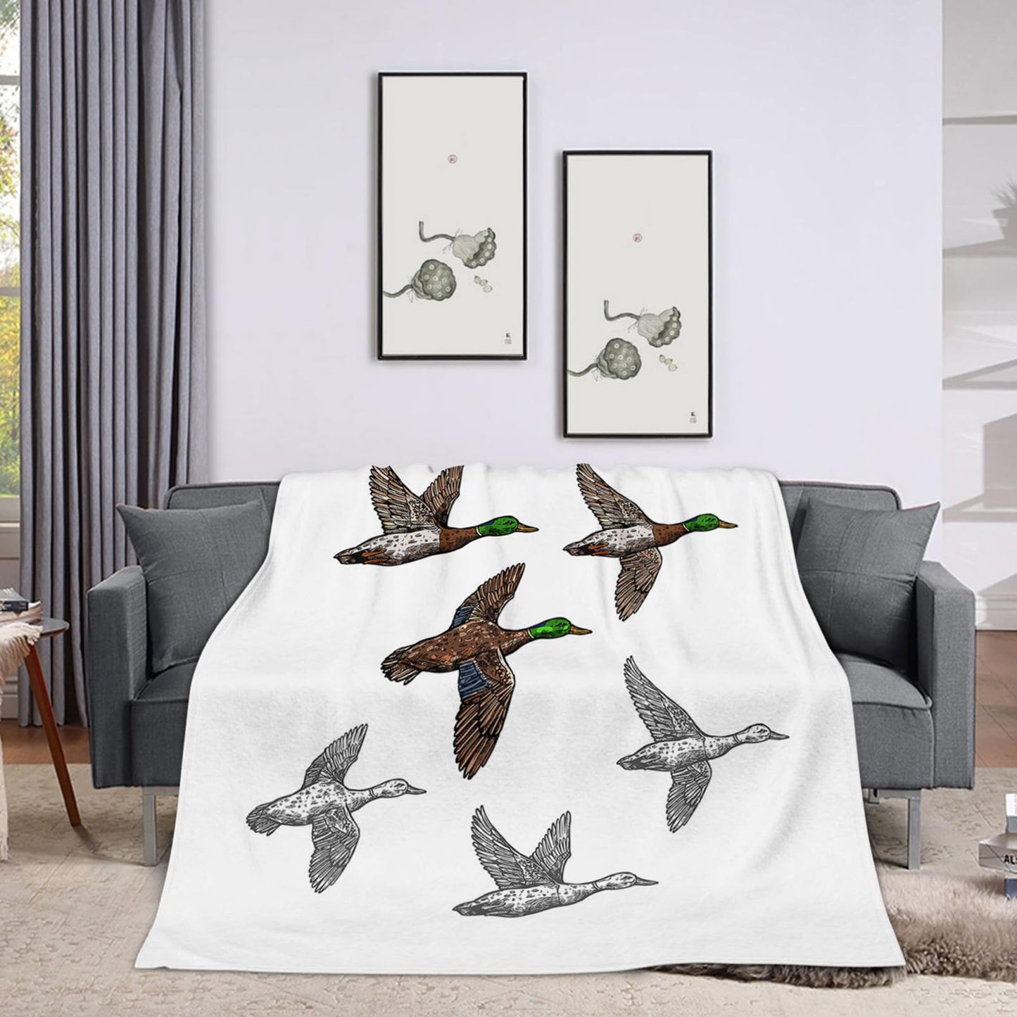 Throw Blanket 50x60 Inch,Duck Mallard Wild Bird Cozy Soft Lightweight Fuzzy Flannel Blanket 60x50 Inch Suitable for Couch Bed Sofa Living Room in All Seasons
