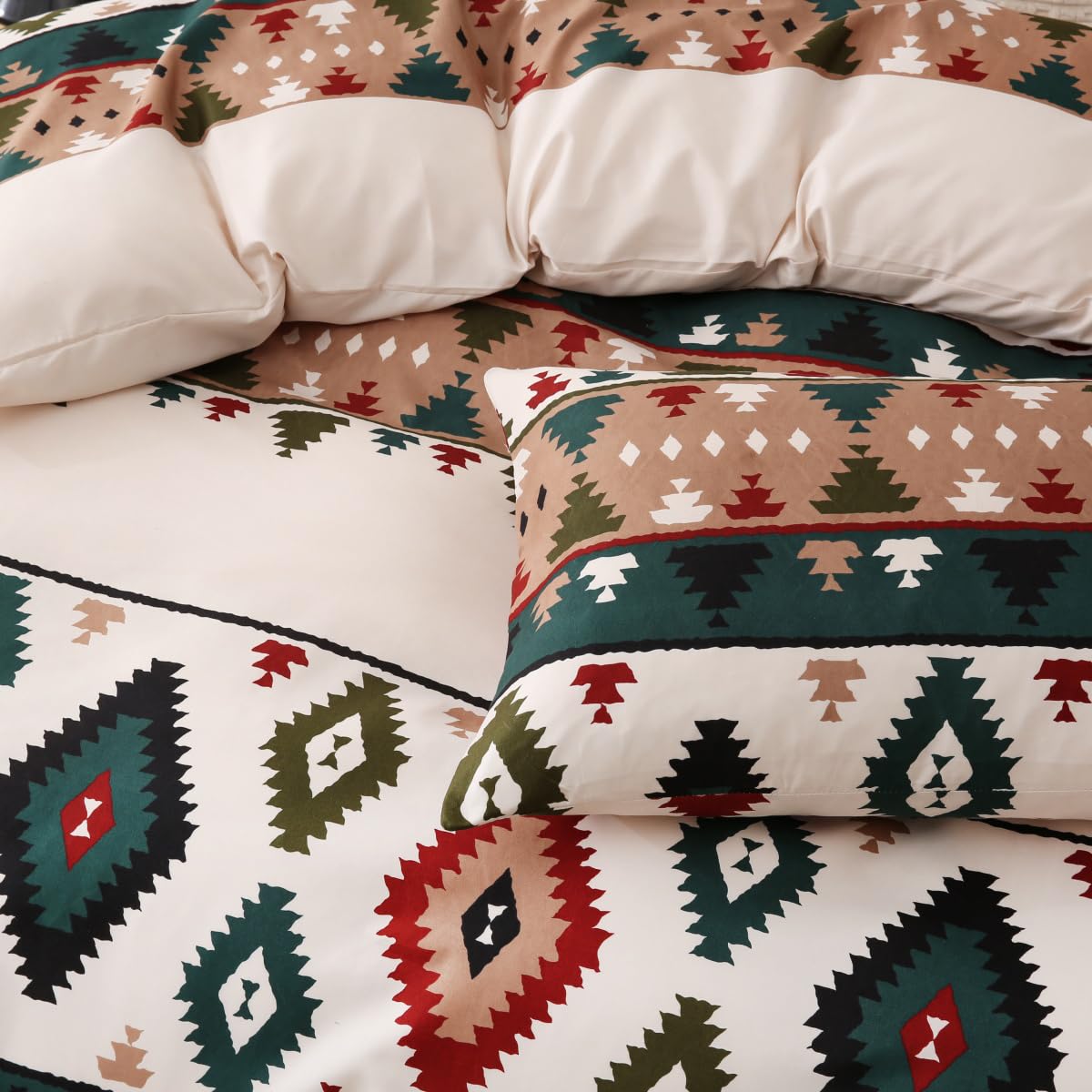 Bed pomu Duvet Cover Set – Soft & Breathable Microfiber Bedding, All Season Comforter Cover with Zipper Closure & Corner Ties, 3 Piece Set (King (U.S. Standard), Boho Tribal Print)
