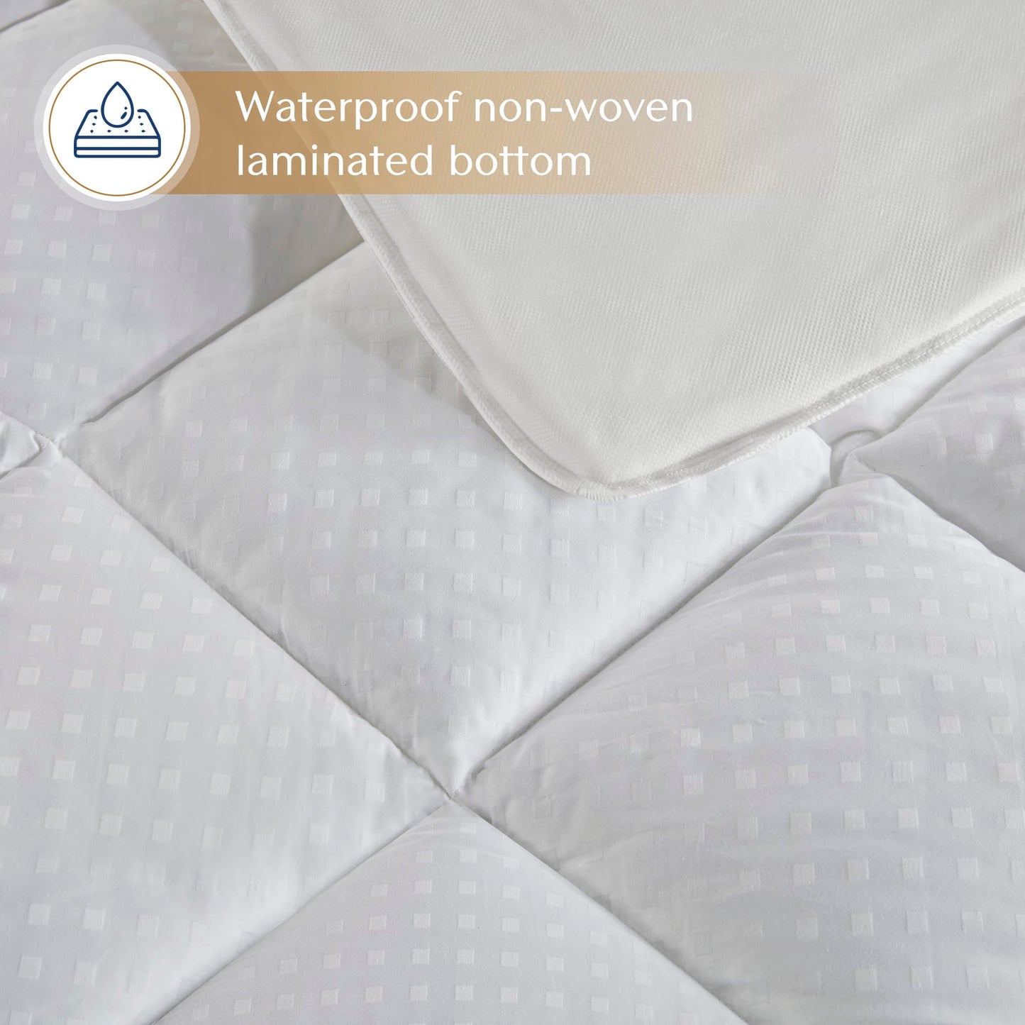 Croscill Queen Mattress Pad Cotton Bed Protector Waterproof Mattress Pad, Diamond Quilted Cover, Overfilled, Breathable Mattress Topper, Fitted Pocket Fits Up to 18", Easy Care, Queen, White