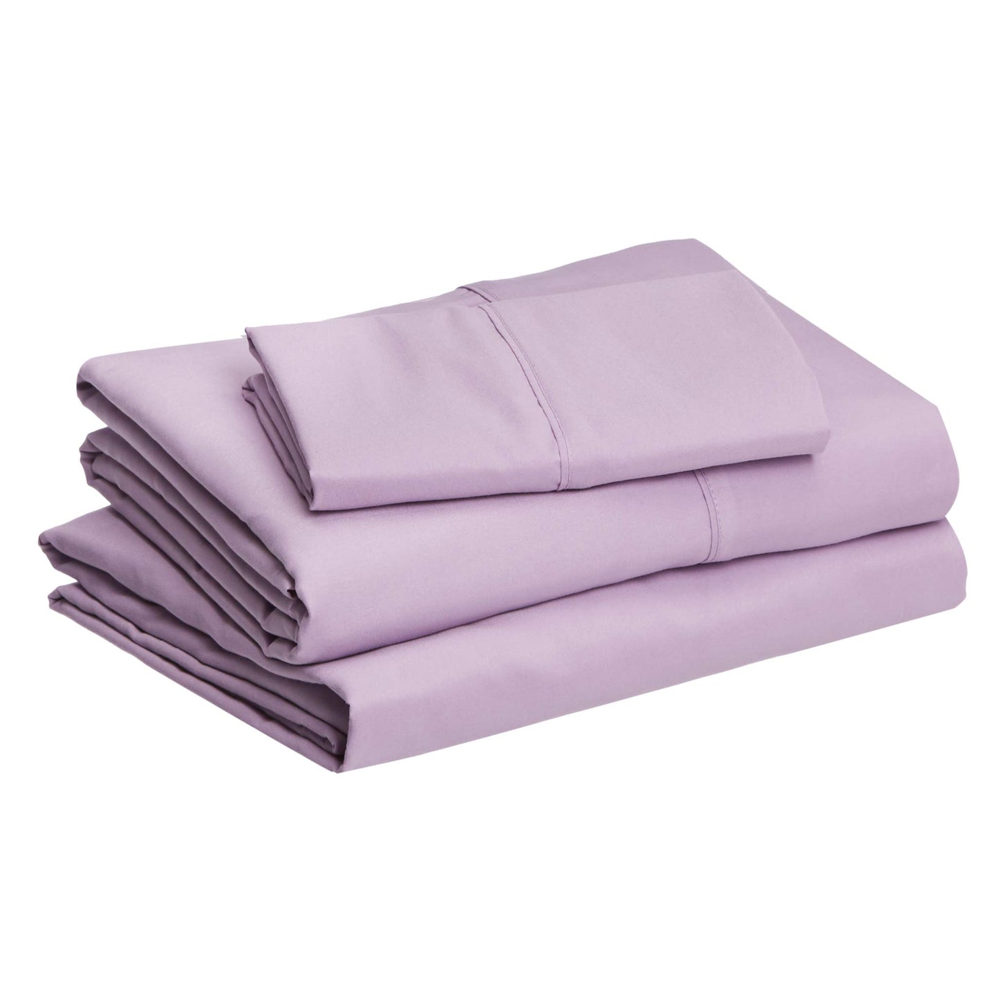 Amazon Basics Lightweight Super Soft Easy Care Wrinkle-Free Breathable Brushed Microfiber 3 Piece Bed Sheet Set with 14-Inch Deep Pockets, Twin, Frosted Lavender, Solid