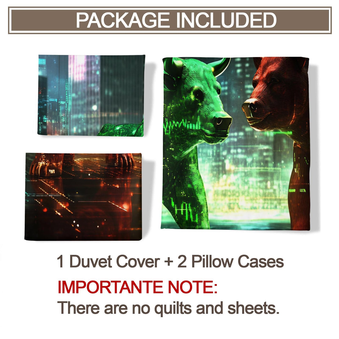 GKPLY Bear Print Bedding Sets King, Red and Green Duvet Cover & Bedroom Decor, Digital Artwork Comforter, Zipper Closure, 2 Pillow Cases, Reversible Print, Technology Bedding Duvet Cover Set