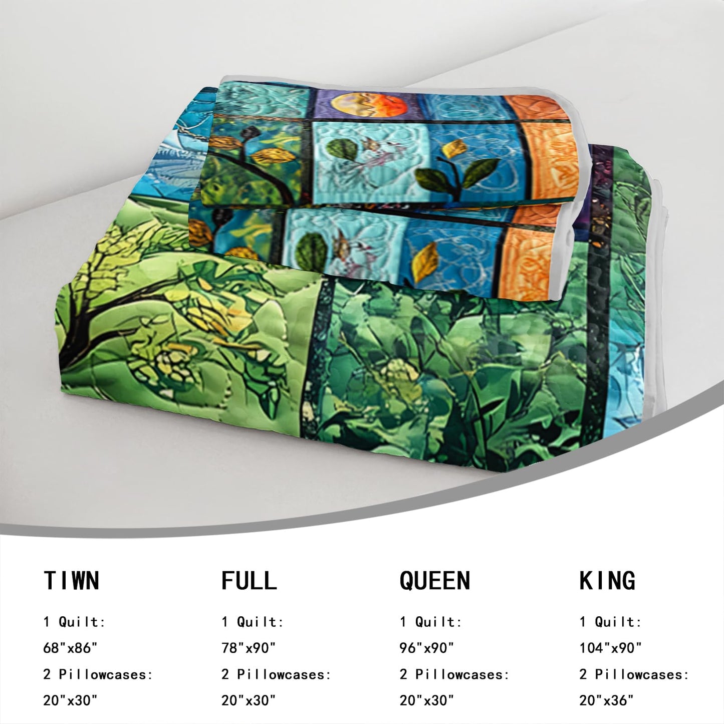 AILONEN Tree of Life Quillt Set King Size, Sun Moon Boho Bedspread Coverlet,Soft Microfiber Quilt,2 Pillowcases,3-Piece Colorful Natural Botanical Print Bedding