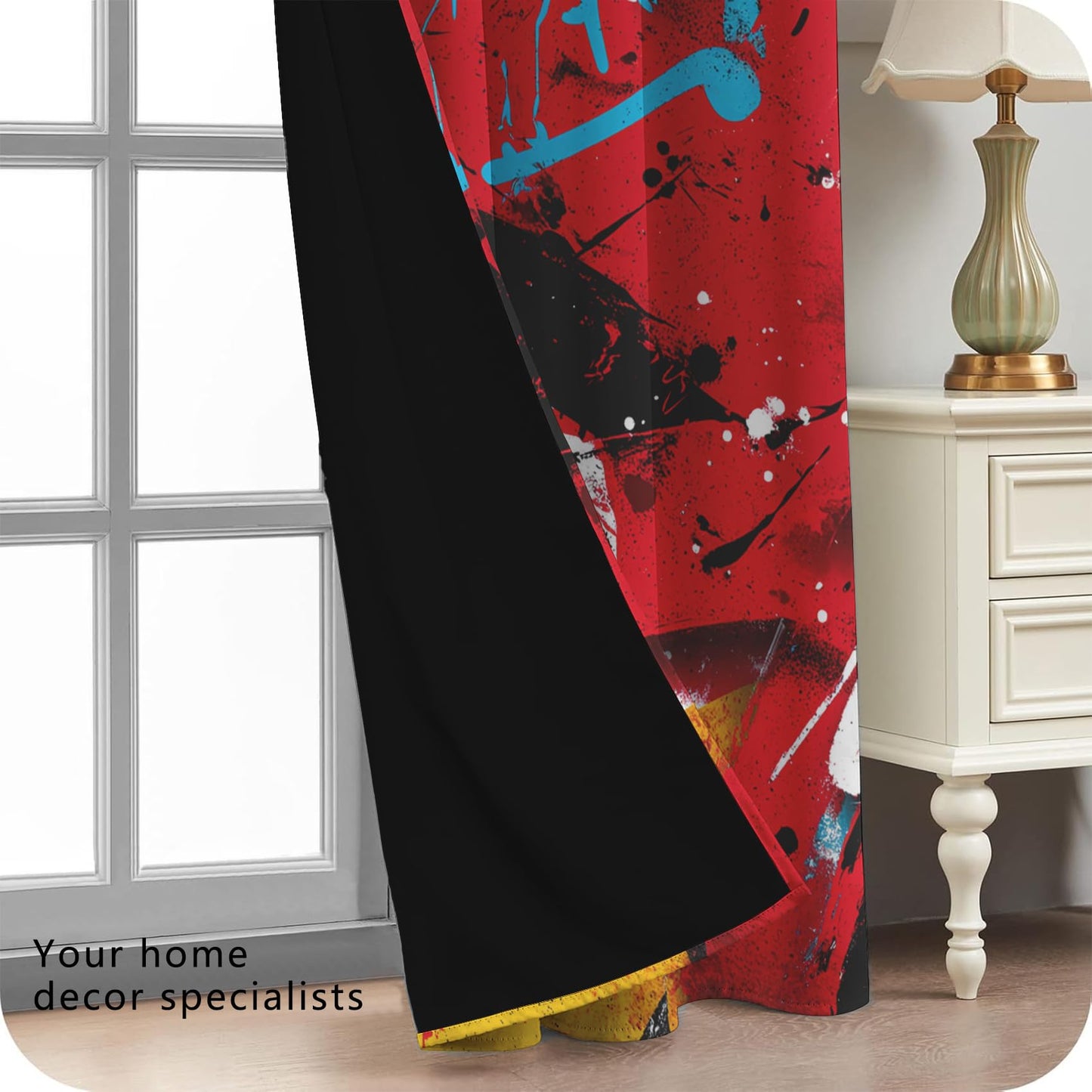 Abstract Colorful Curtains for Living Room Black White