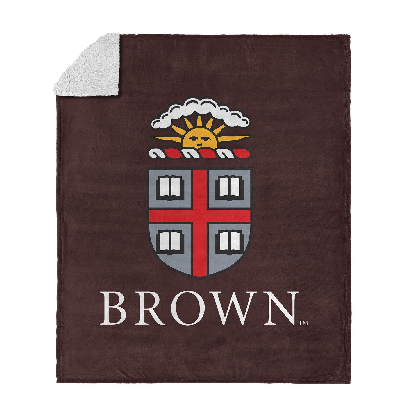 Northwest NCAA Brown University Bears Silk Touch Sherpa Throw Blanket, Ultra-Soft Fleece, Ivy League Official Team Logo, Cozy Plush Bedding, 50 x 60 Inches