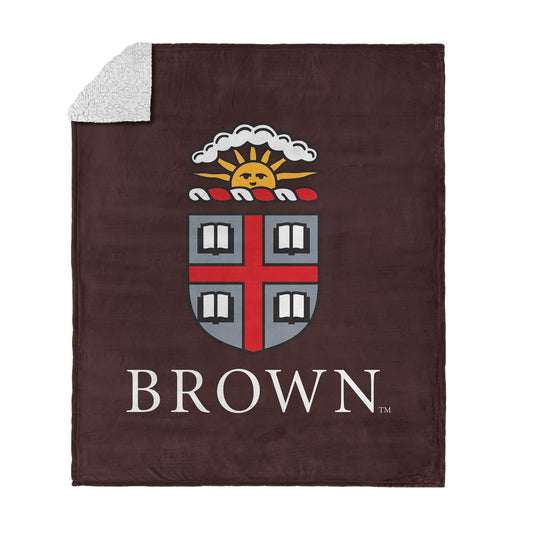 Northwest NCAA Brown University Bears Silk Touch Sherpa Throw Blanket, Ultra-Soft Fleece, Ivy League Official Team Logo, Cozy Plush Bedding, 50 x 60 Inches