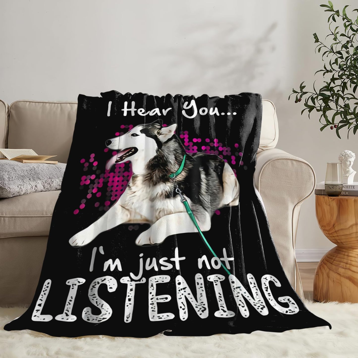 Tijuboni Husky Throw Blanket Dog Gifts for Girls Boys Women Men Kids Adults Soft Flannel Fleece Blanket for Couch Sofa Bed Home Decor 40"x50"