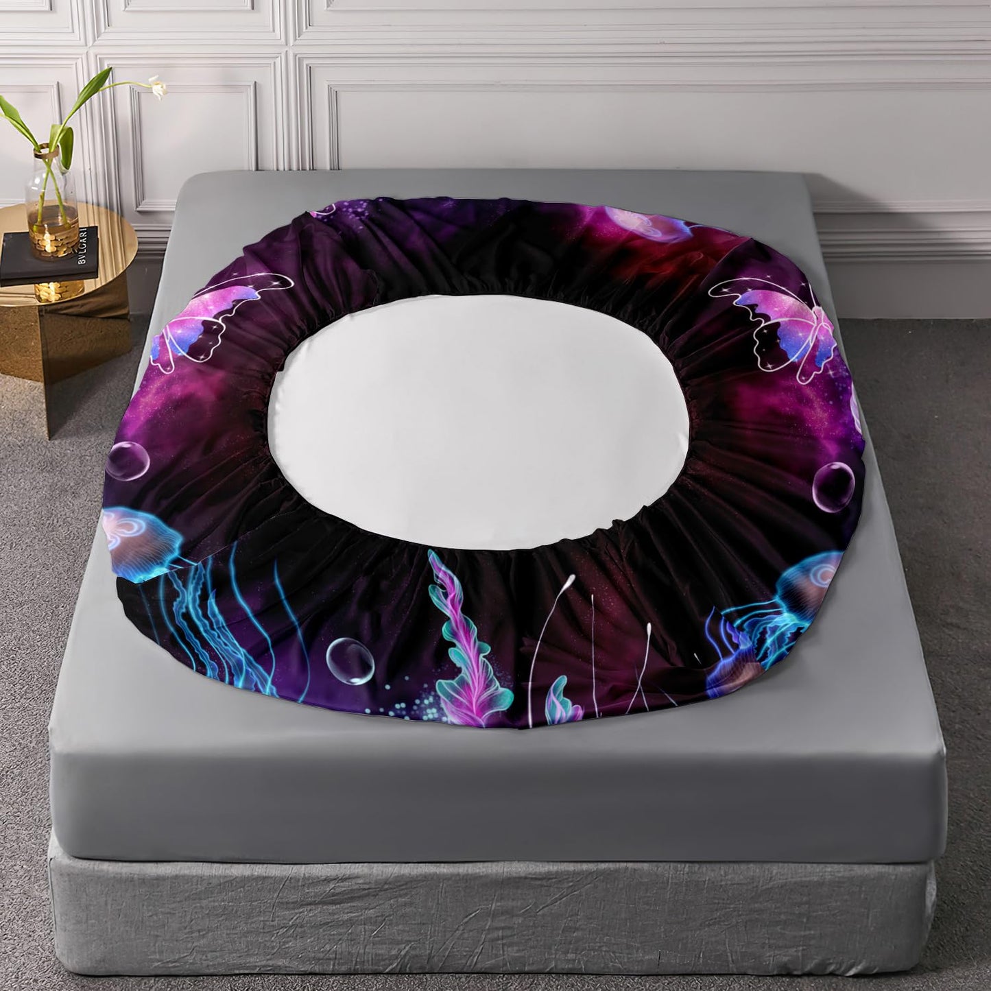 HOSIMA Jellyfish Printed Fitted Sheet Ocean Beach Theme Bedding Set 3 Piece,Universe Starry Sky Twin Bed in a Bag Set for Adults Kids Galaxy Bedding Room Decor Butterfly Bed Set.