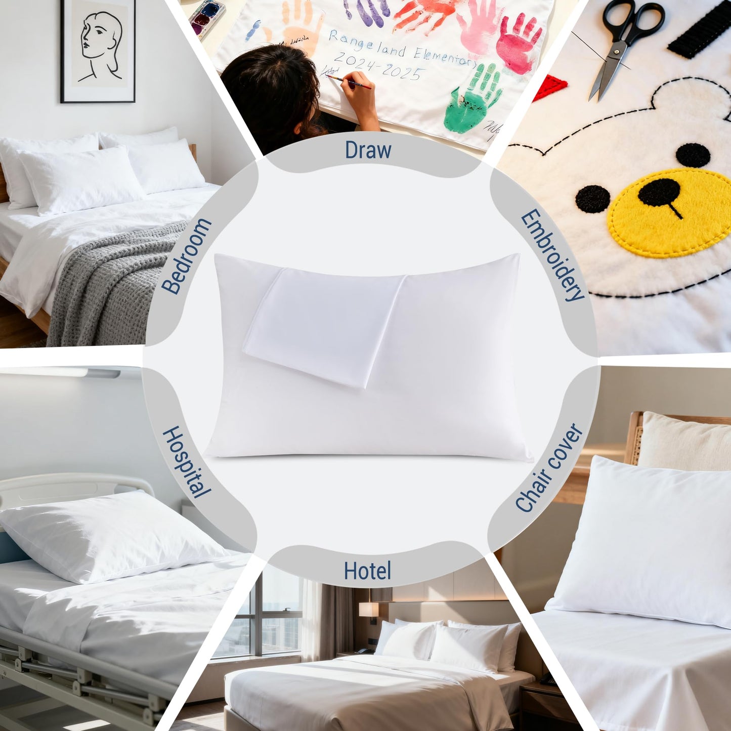 White Pillowcases King Size 24 Pack - Bulk Pillow Cases with Envelope Closure, Soft Brushed Microfiber Pillow Covers Hospital Hotel Airb&bs Essentials for Hosts, 20x36