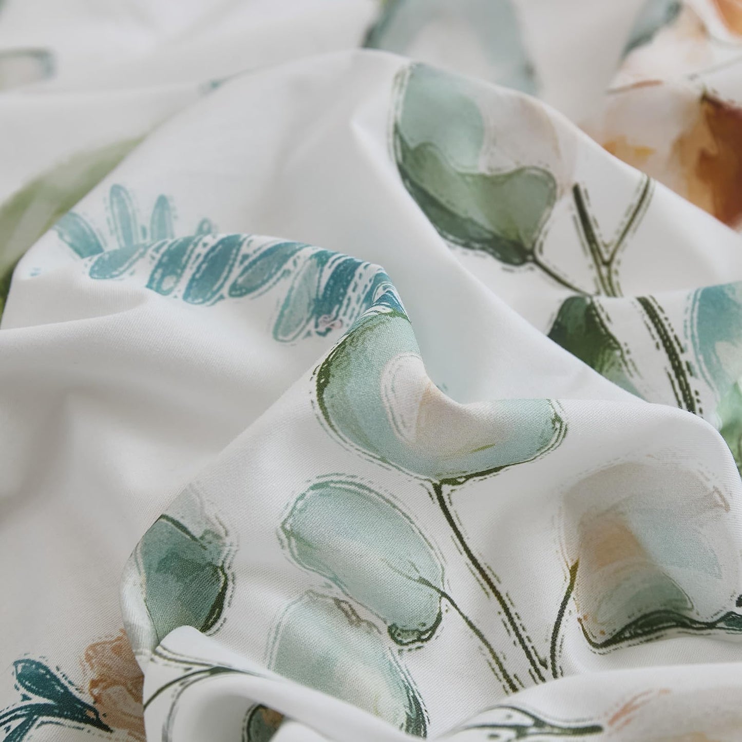 Cozaline 100% Cotton Duvet Cover King Size – Eucalyptus Botanical Print Green Floral Duvet Cover Set, 3-Piece Soft Breathable Natural Premium Cotton Bedding Set for All Seasons