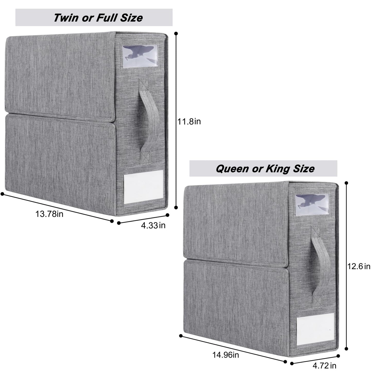 Cosybreeze Bed Sheet Organizers and Storage, Foldable Bed Sheet Set 4 Pack Twin/Full/King/Queen Size Organizing Bedding Container Linen Closet Organizer for Duvet Covers Clothes Towels, Grey