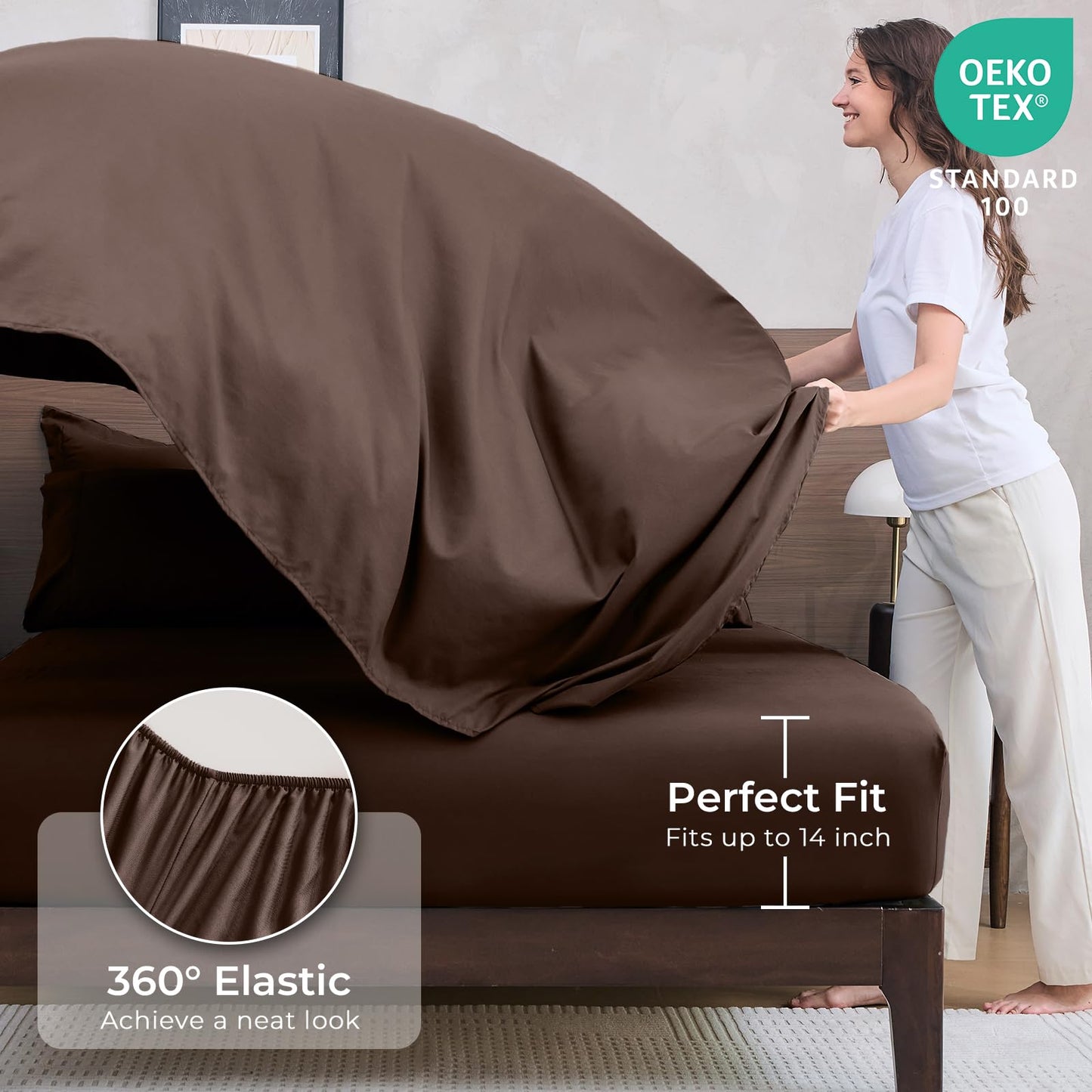 HEVUMYI Brown Queen Comforter Set - 7-Piece All Season Bed in a Bag Queen, Ultra Soft Bedding Set with Comforter, Flat Sheet, Fitted Sheet, Pillowcases, Pillow Shams