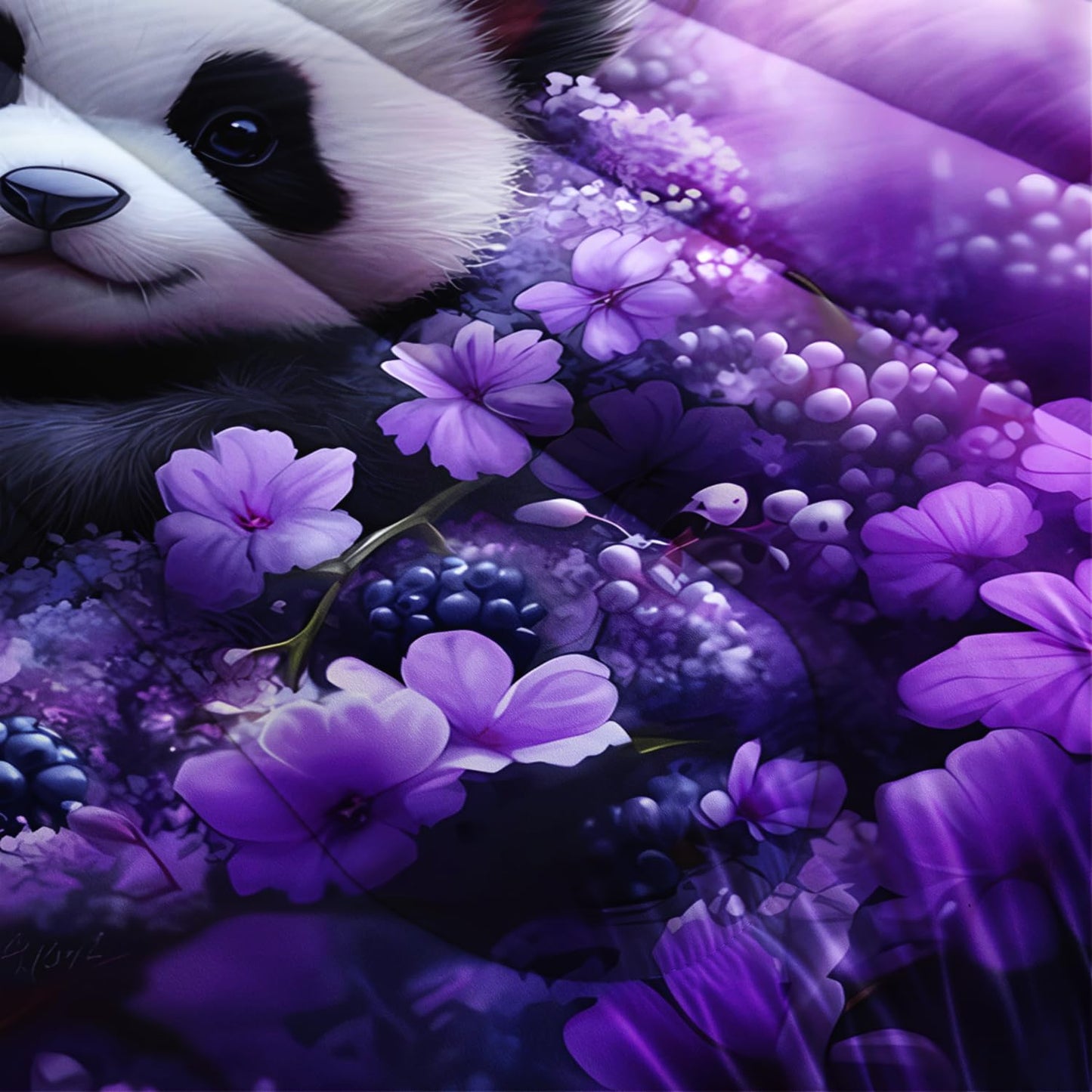 HOSIMA Panda Queen Bedding Sets for Girls Room Decor,Pandas Hugging Each Other in Flowers Field Printed Animal Bedding for Kids Boys,Fluffy Cute Comforter with 2 Pillowcases.