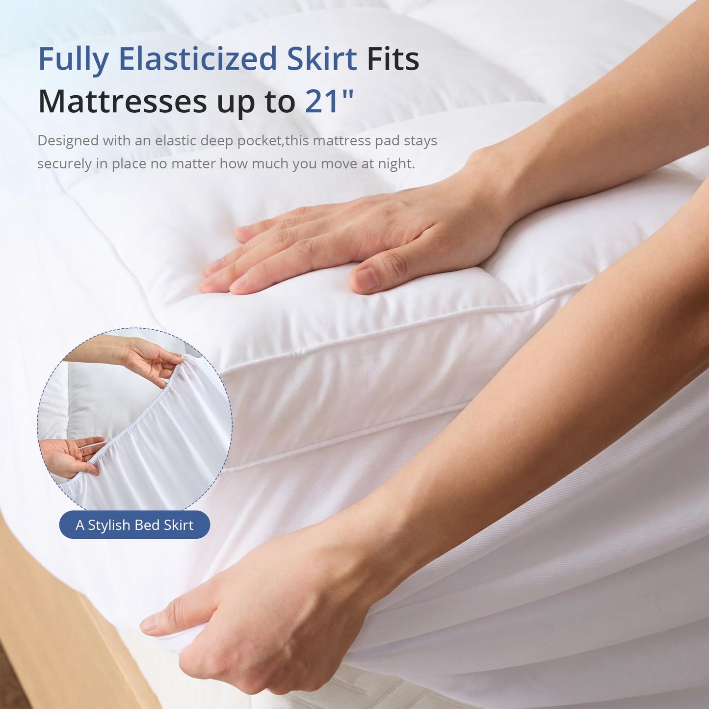 EGOHOME Queen Mattress Topper for Back Pain Relief, Comfort Pillow Top Mattress Pad Make Mattress Soften, Washable Mattress Pad with Deep Pockets up to 21 inch