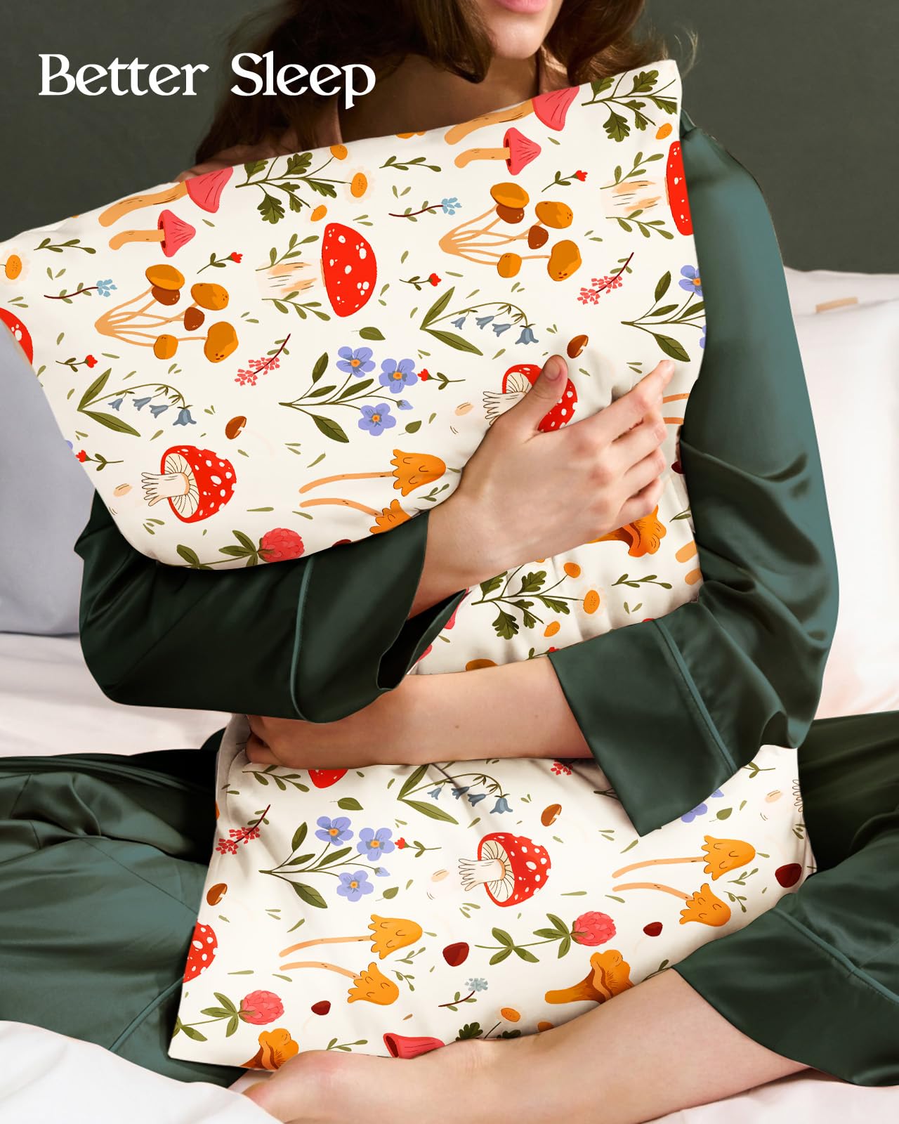 Miss Adola 2 Pack Mulberry Silk Pillowcase for Hair and Skin - Standard Size 20 x 26 Inches with Hidden Zipper Flowering Plants 19 Momme Soft Sleeping Silk Pillow Case for Women, Moms