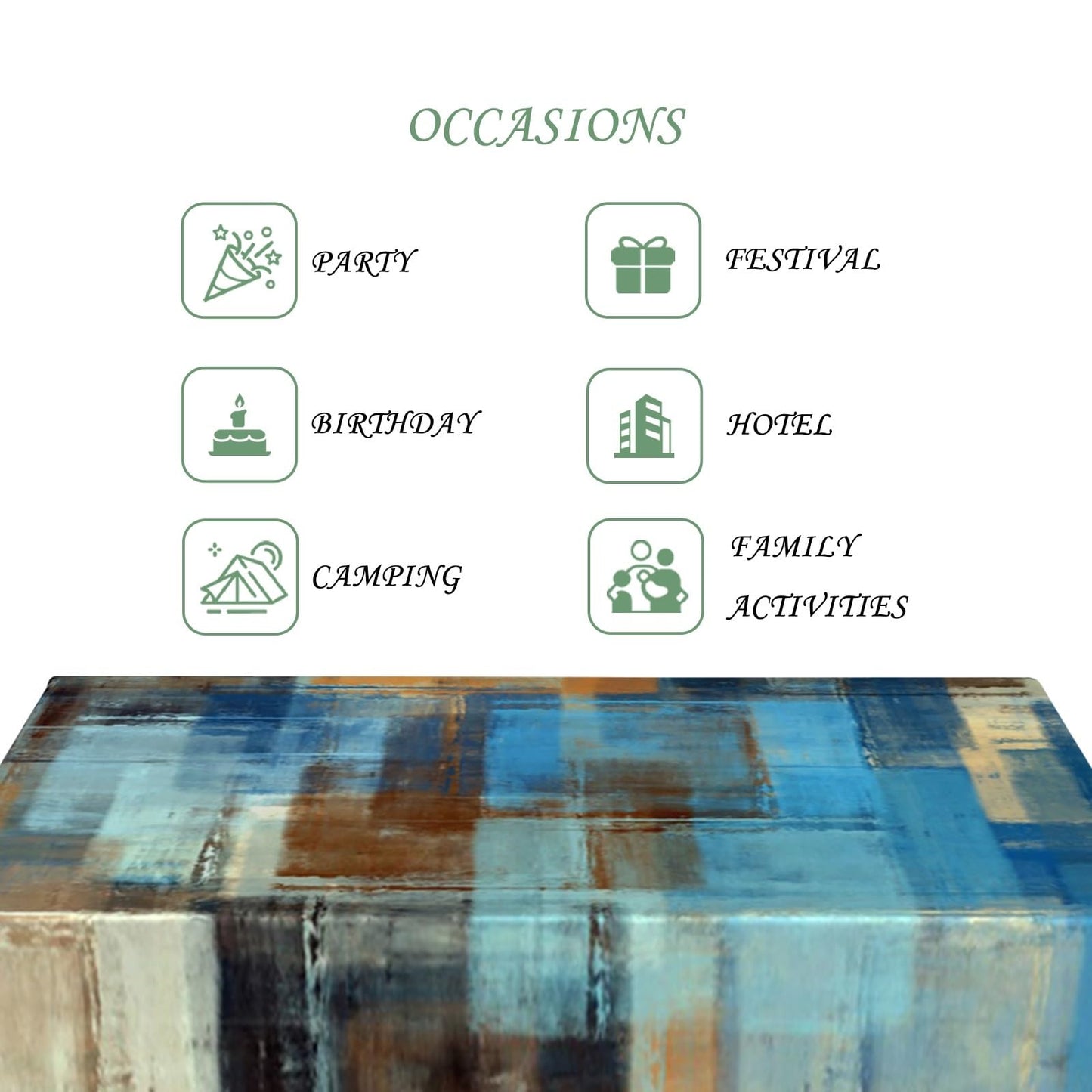 ggaimwf 60x102 Inch Modern Abstract Art Rectangle Tablecloth Blue Brown Gradient Painting Geometric Color Block Grunge Table Cloth Waterproof Durable Table Cover for Kitchen Picnic Bedroom Home Party
